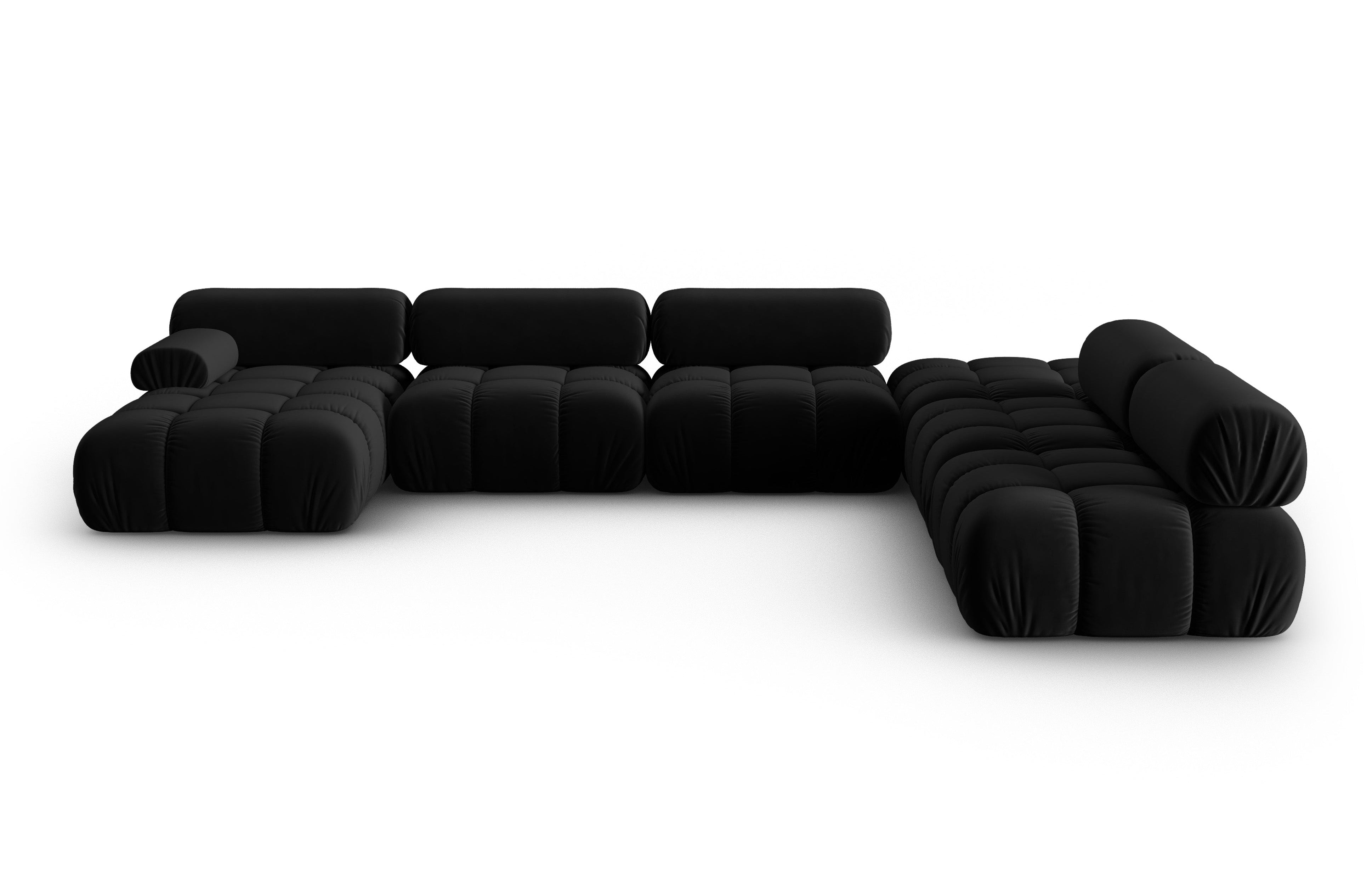 Panoramischer Samt-Ecksofa rechts CORTINA schwarz