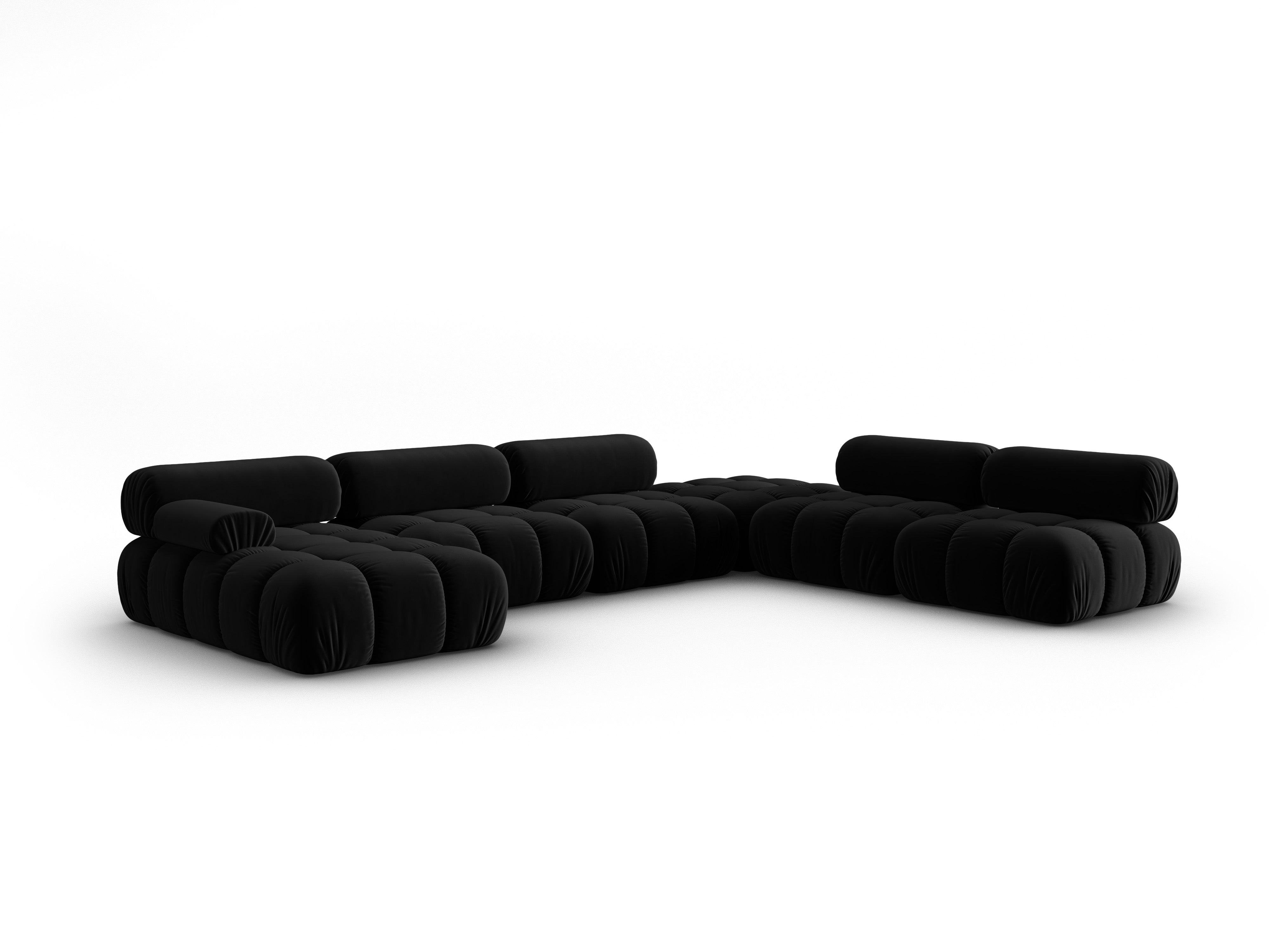 Panoramischer Samt-Ecksofa rechts CORTINA schwarz
