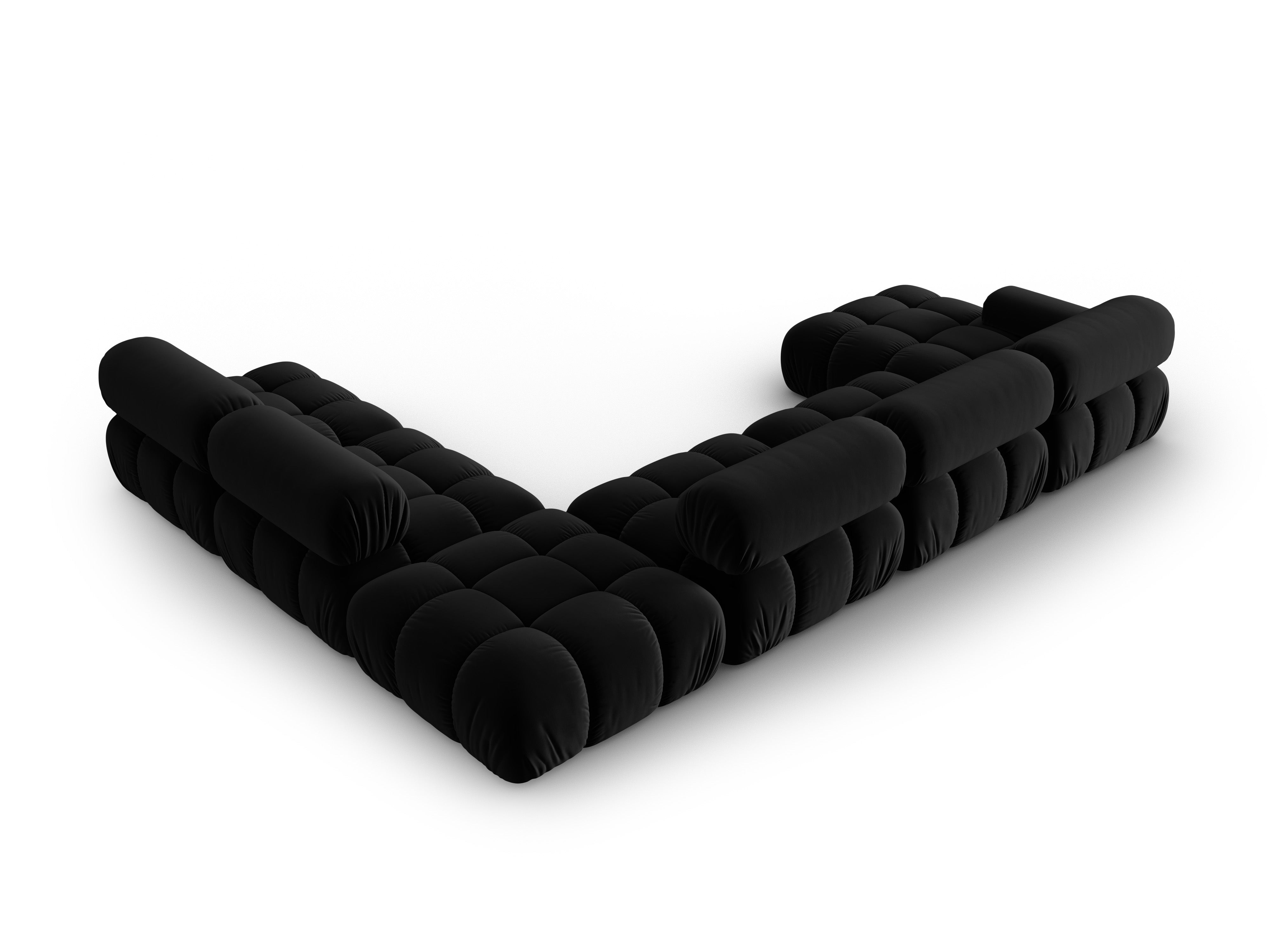Panoramischer Samt-Ecksofa rechts CORTINA schwarz
