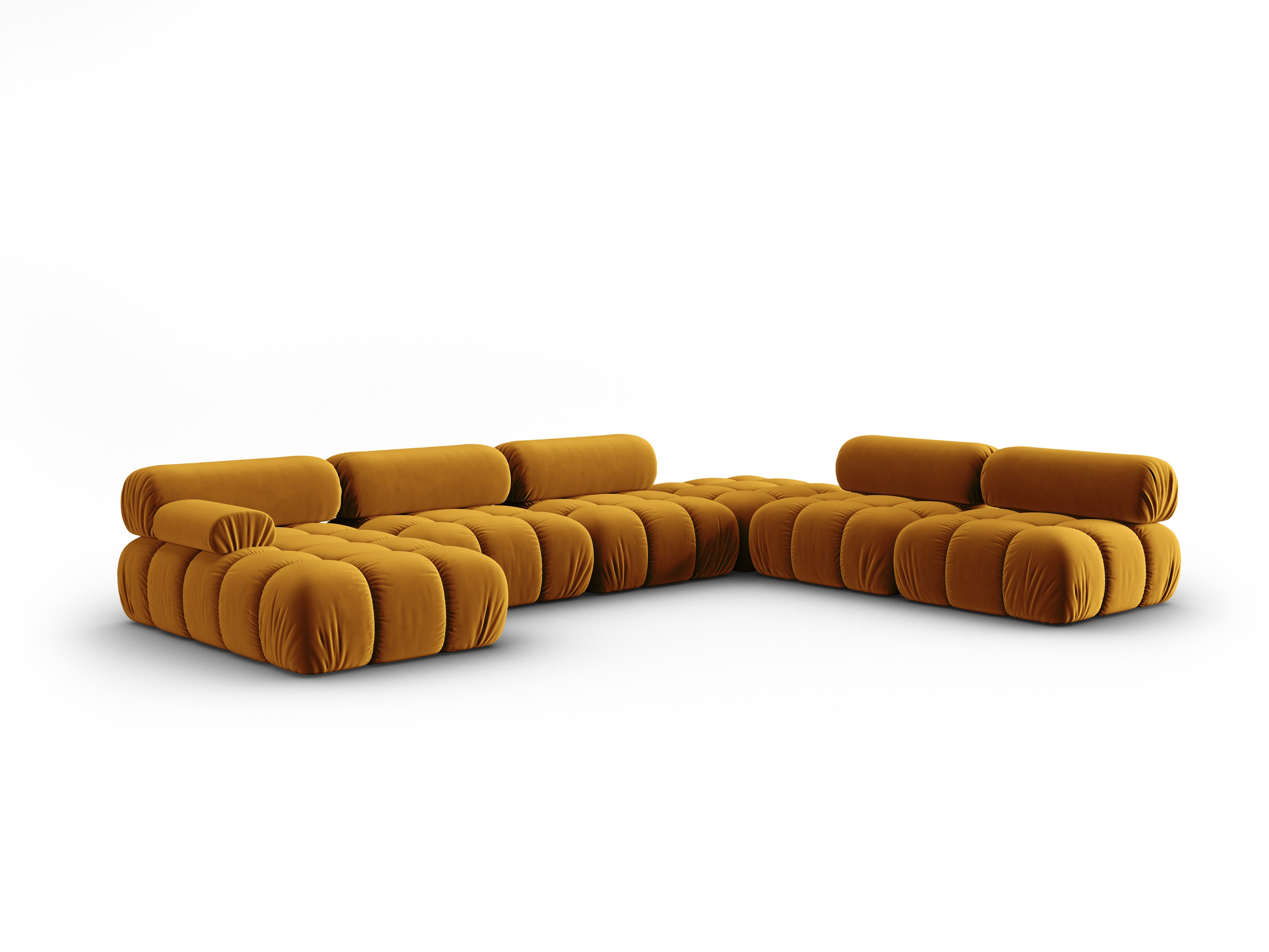 CORTINA Yellow Right-Hand Velvet Panoramic Corner Sofa
