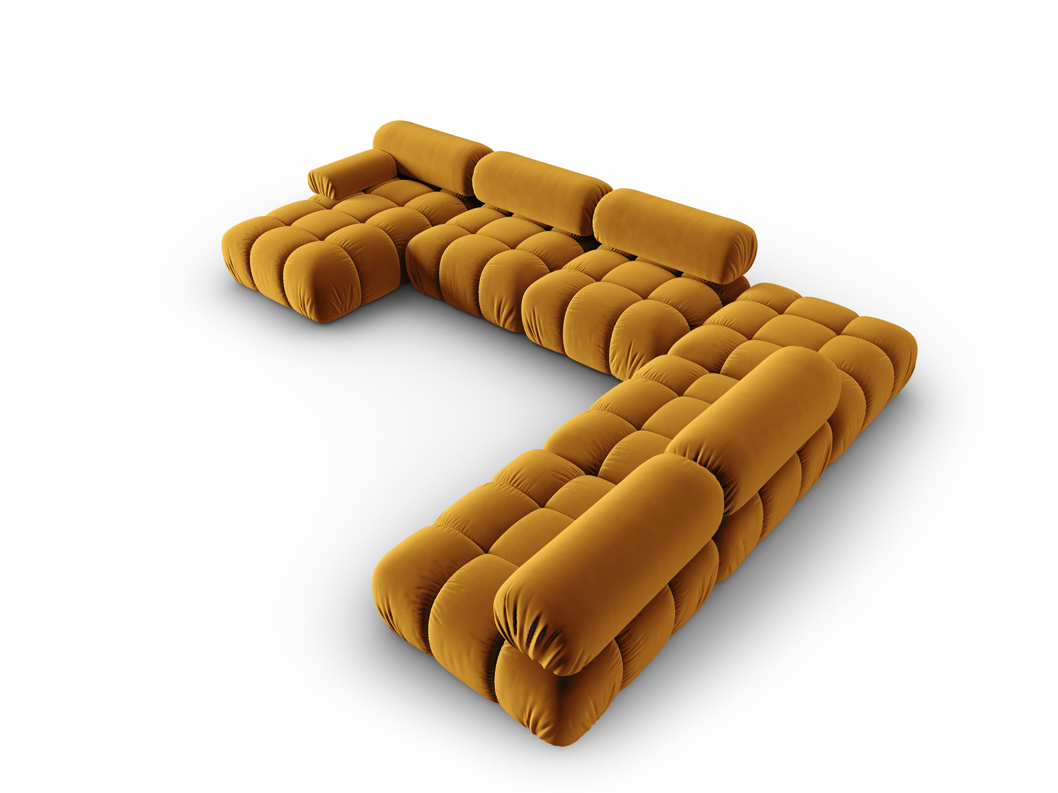 CORTINA Yellow Right-Hand Velvet Panoramic Corner Sofa