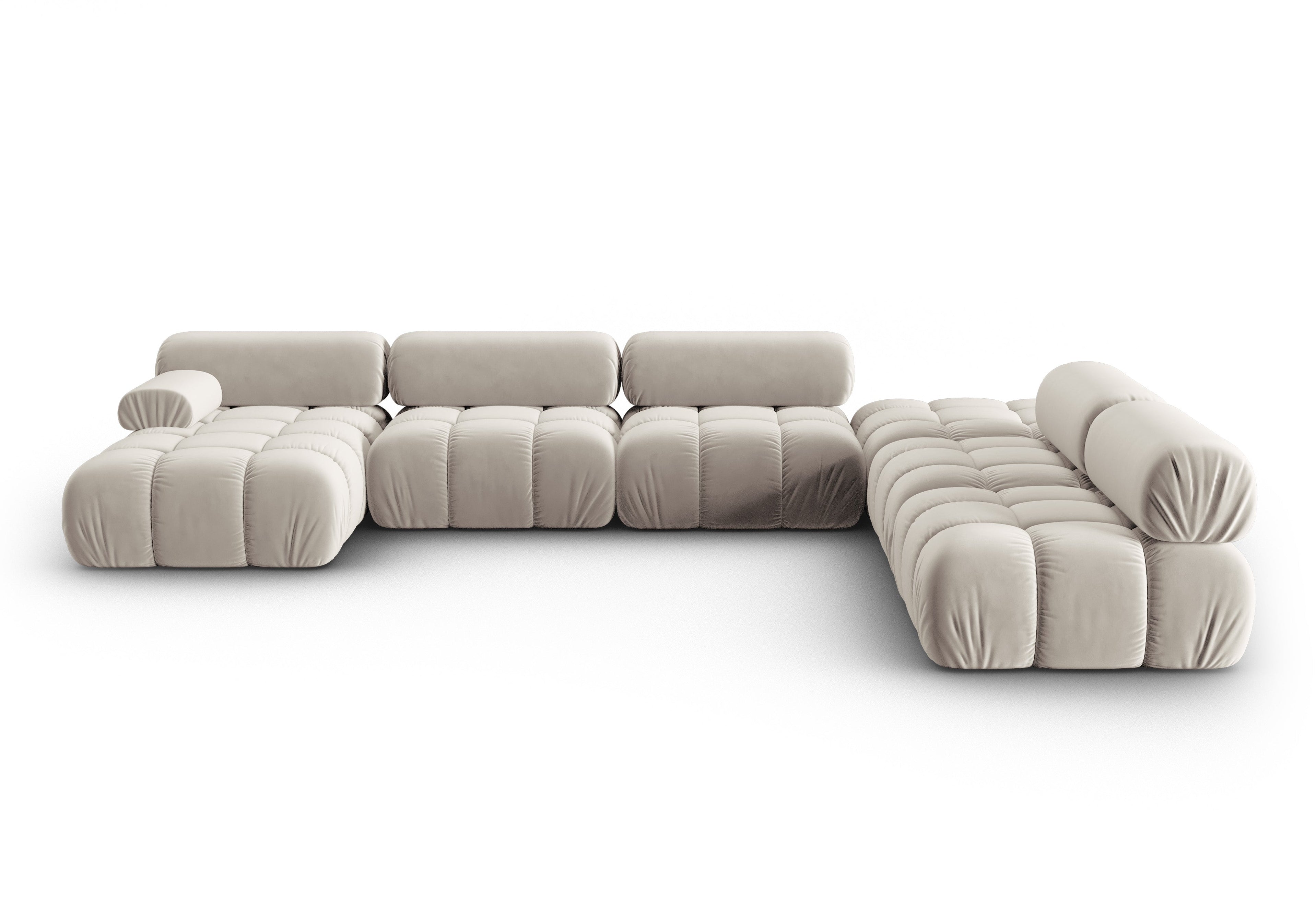 Panoramacouch aus Samt rechts CORTINA beige