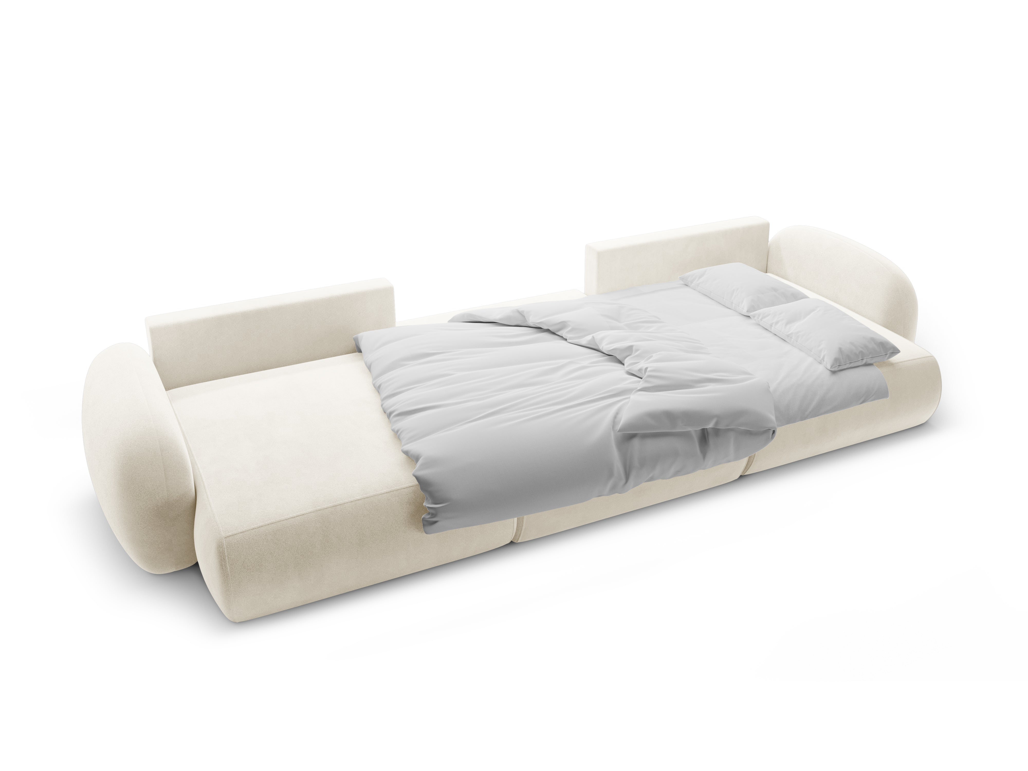 Panoramic Velvet Sofa with Sleeping Function for 5 People TONALE Cream