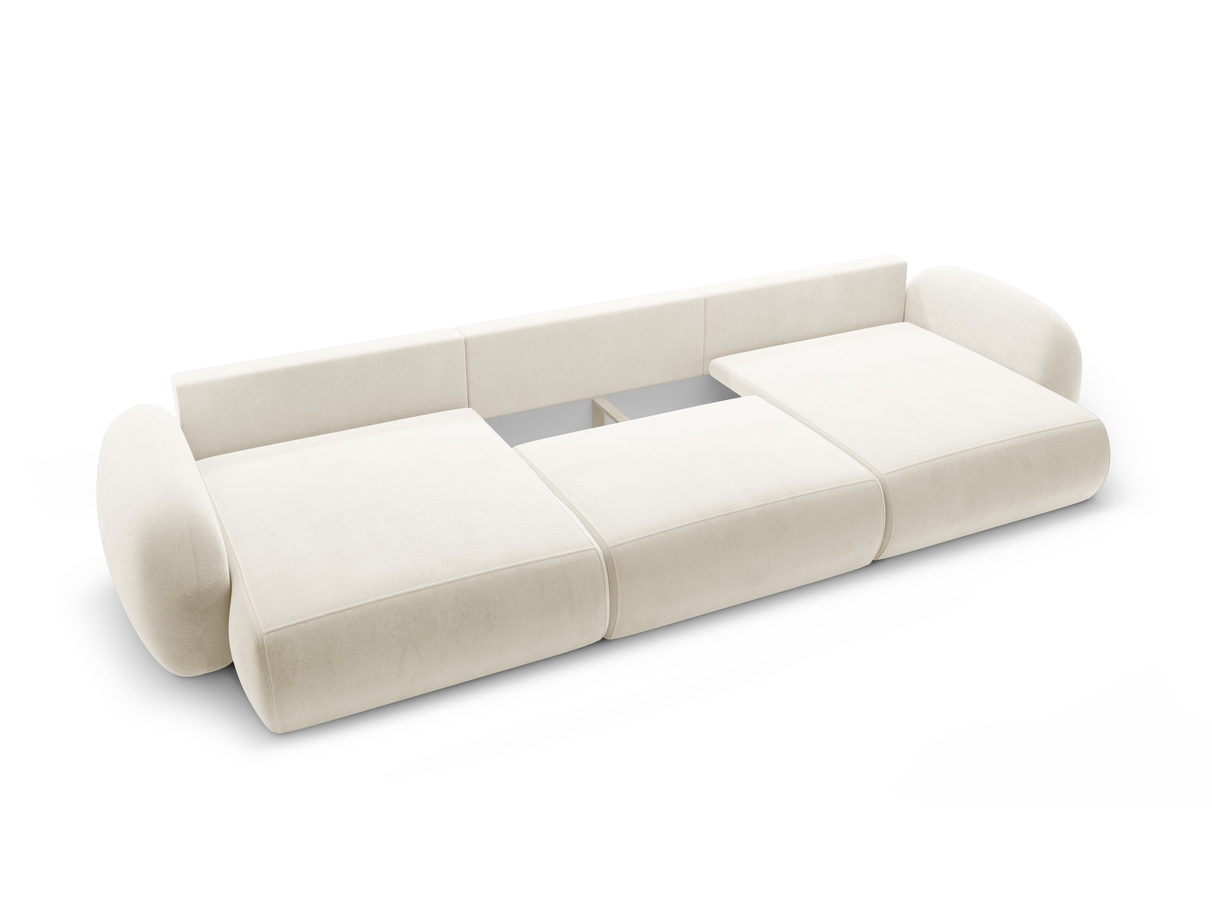 Panoramic Velvet Sofa with Sleeping Function for 5 People TONALE Cream