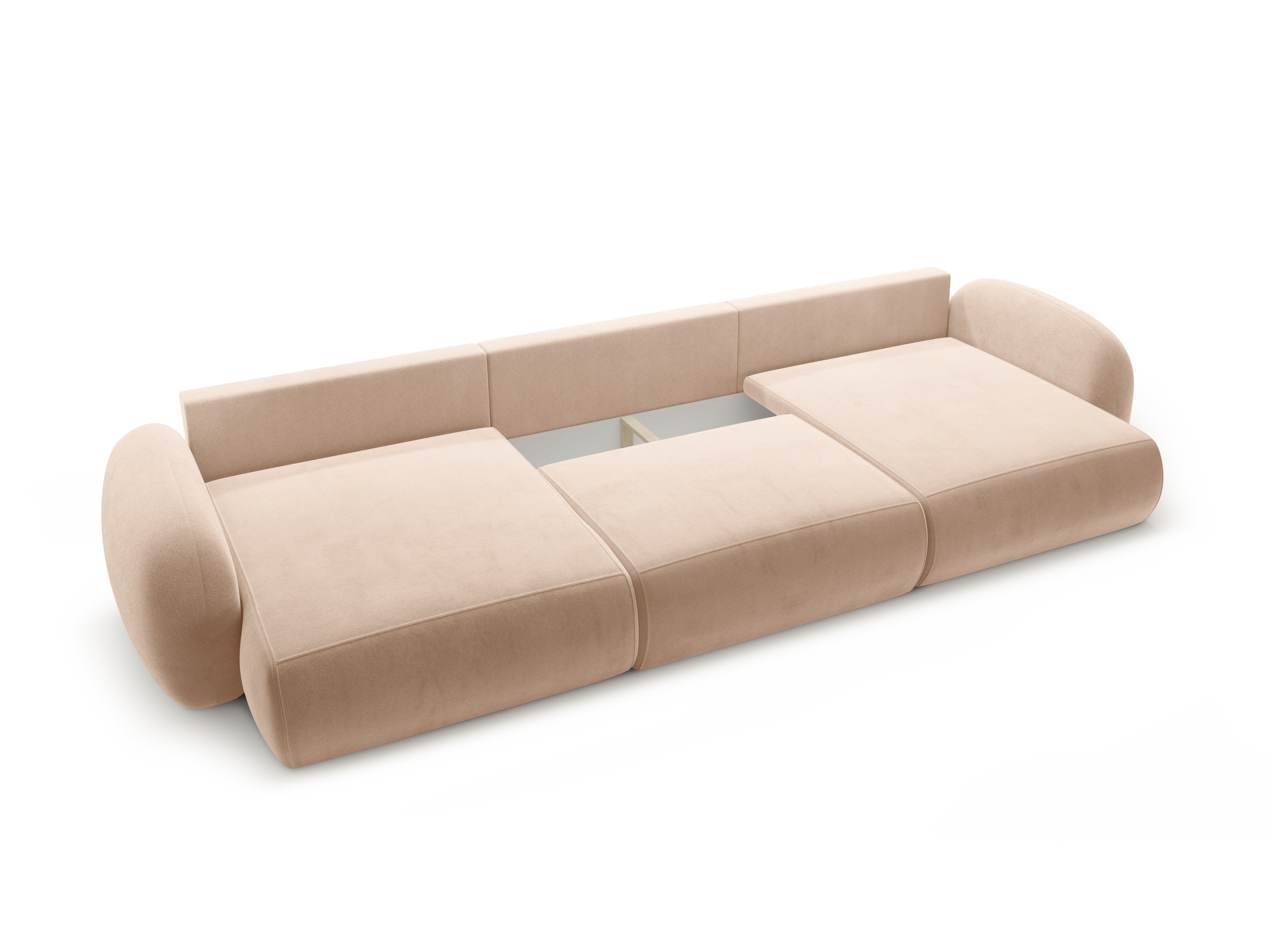 Sofa panoramisch aus Samt mit Schlaf-Funktion für 5 Personen TONALE beige