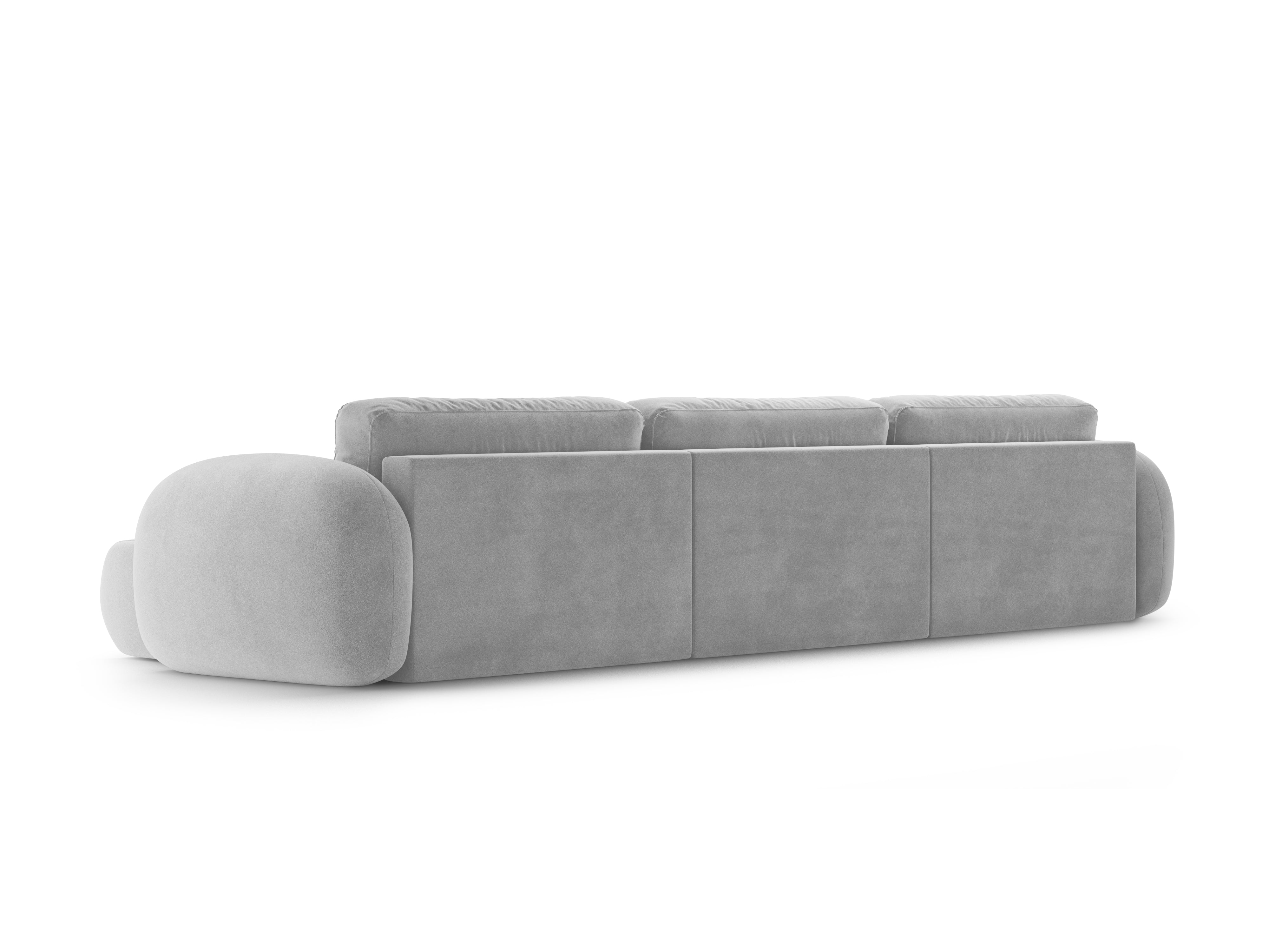 Sofa panoramisch aus Samt mit Schlaf-Funktion für 5 Personen TONALE hellgrau
