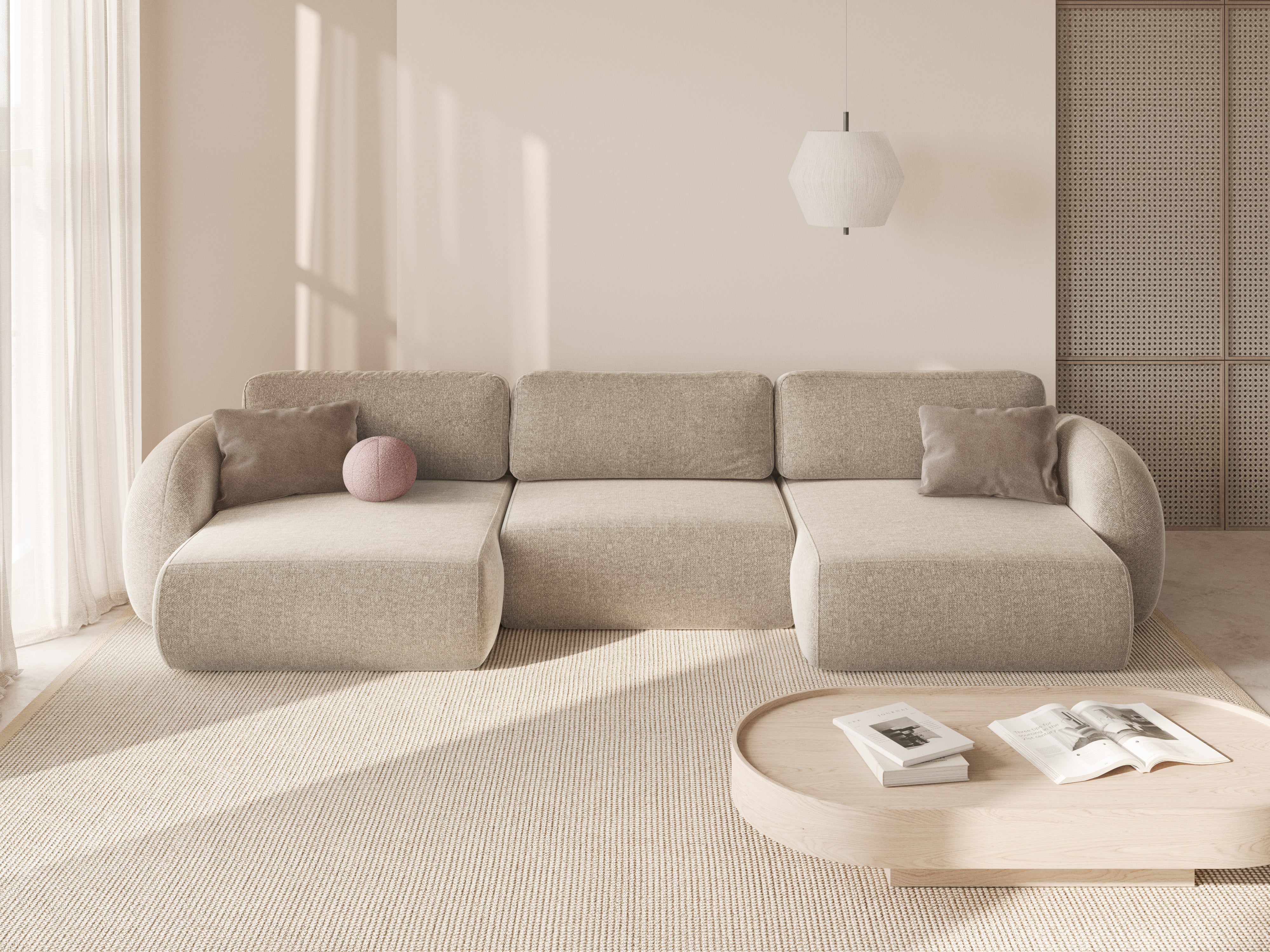 Sofa Panoramica mit Schlaffunktion für 5 Personen TONALE sandfarben