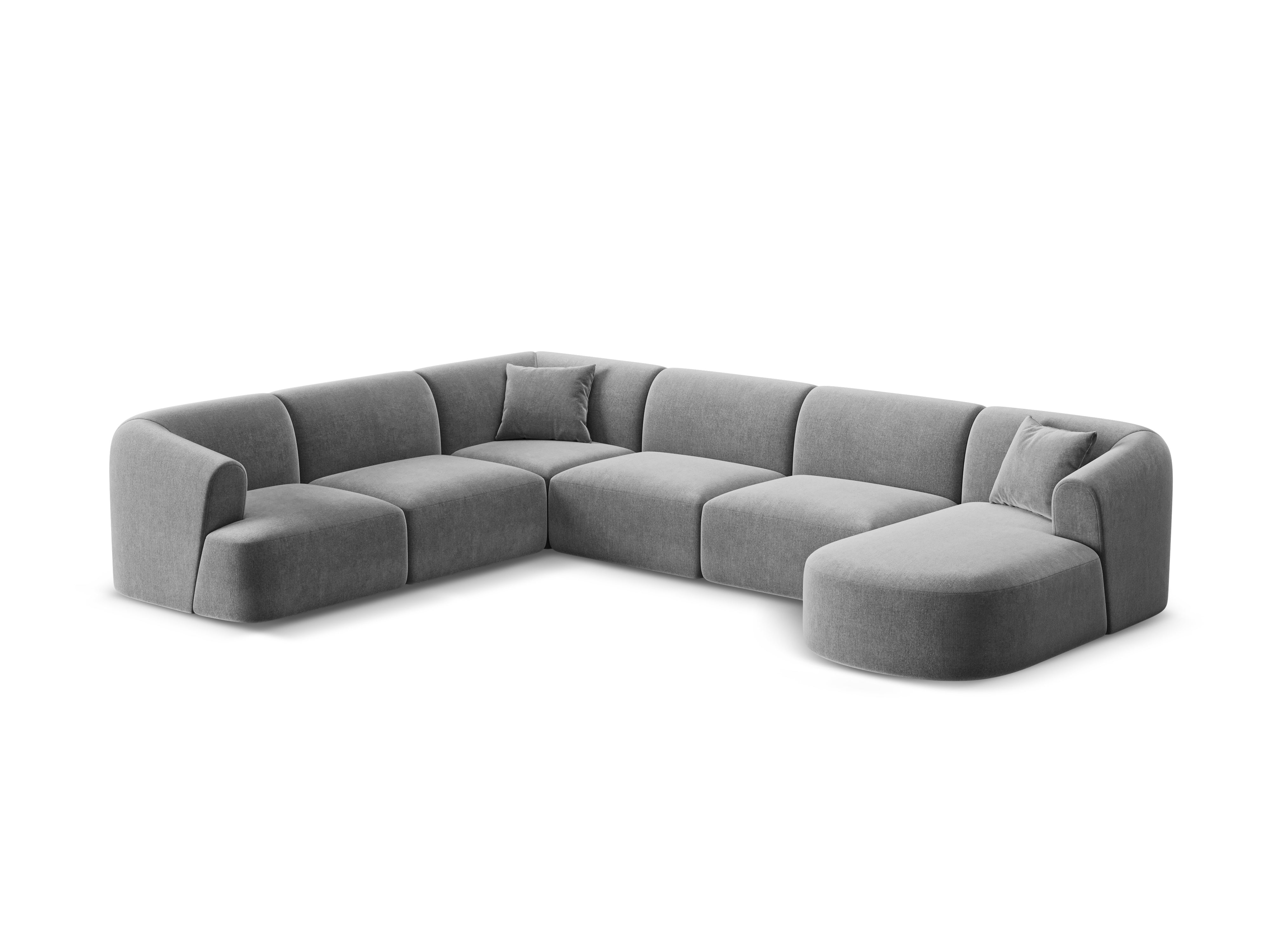 Left-sided velvet panoramic corner sofa for 7 people CAMPI gray