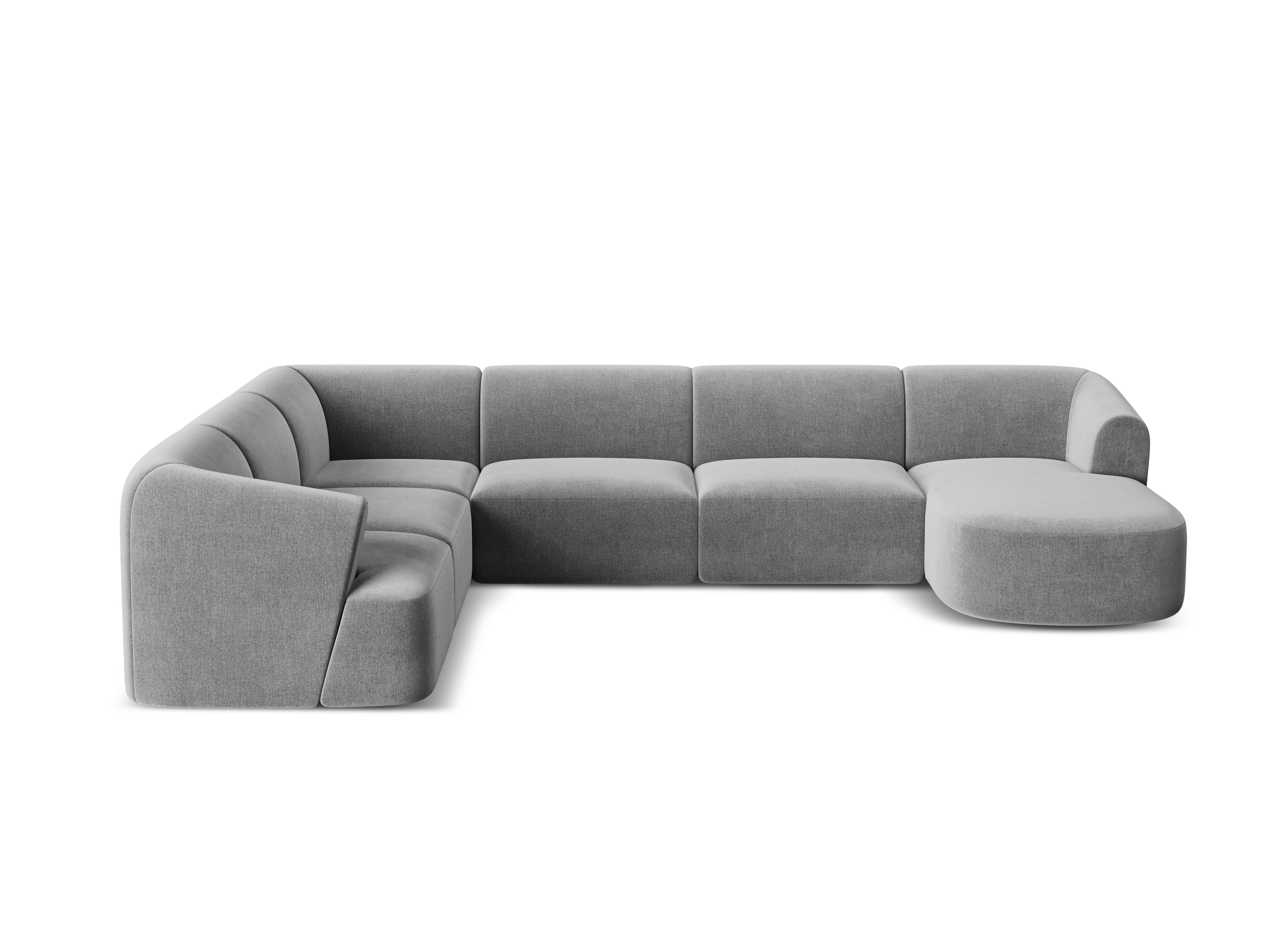 Left-sided velvet panoramic corner sofa for 7 people CAMPI gray
