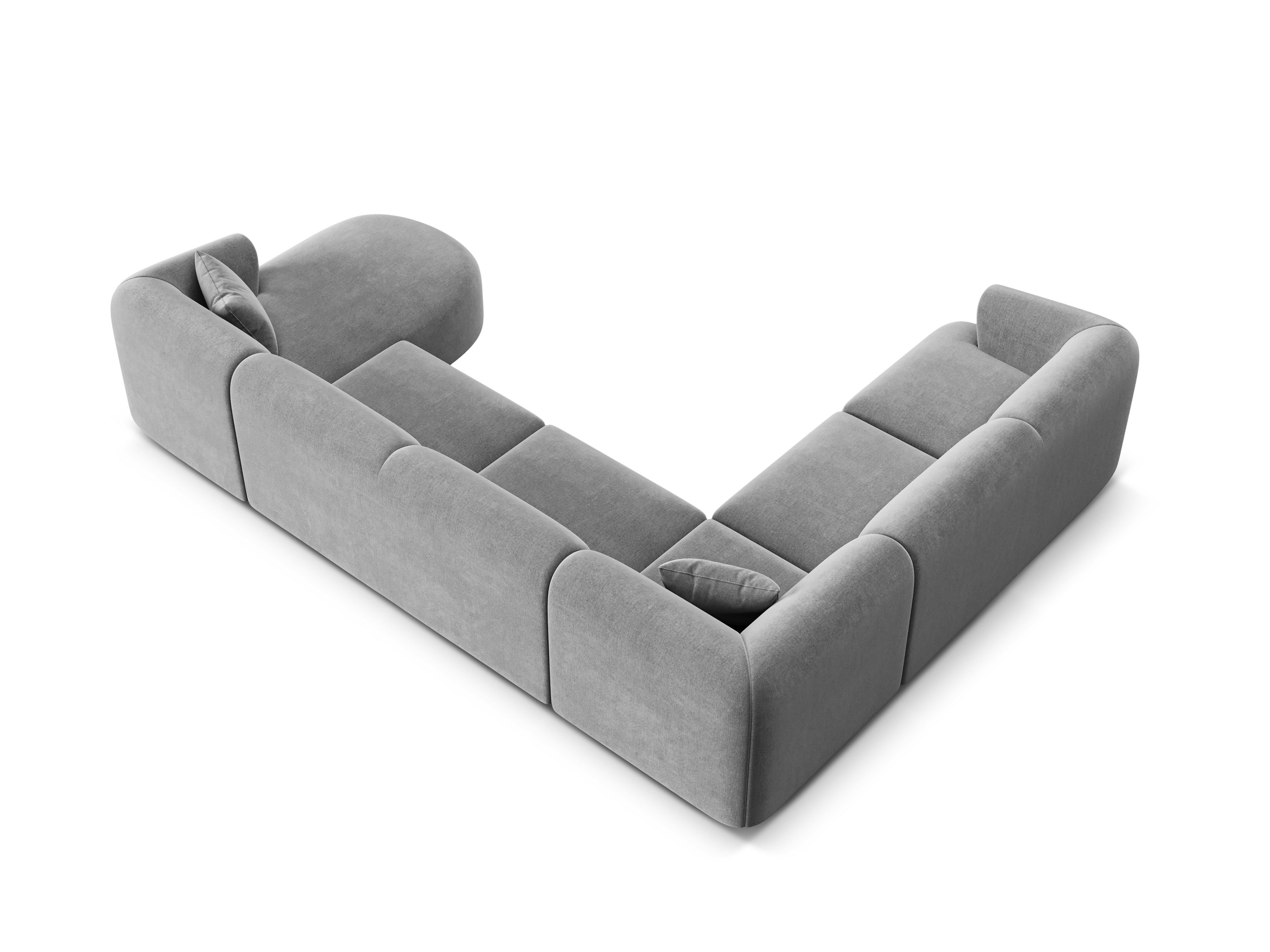 Left-sided velvet panoramic corner sofa for 7 people CAMPI gray