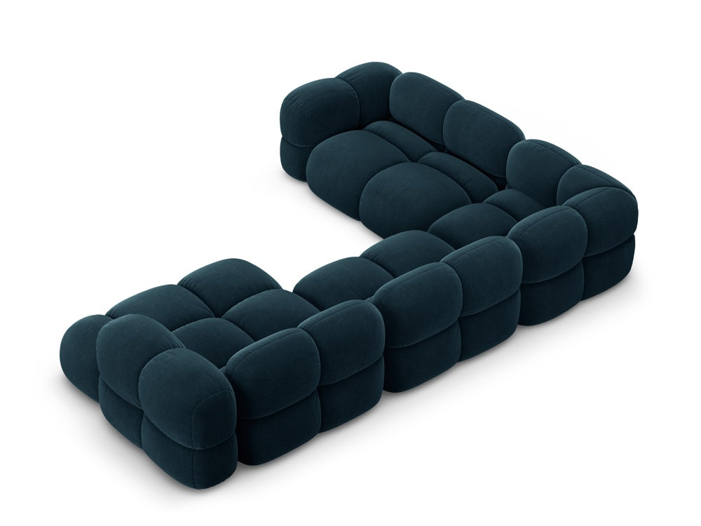 Samt-U-Form-Ecksofa links LORETTO petrol