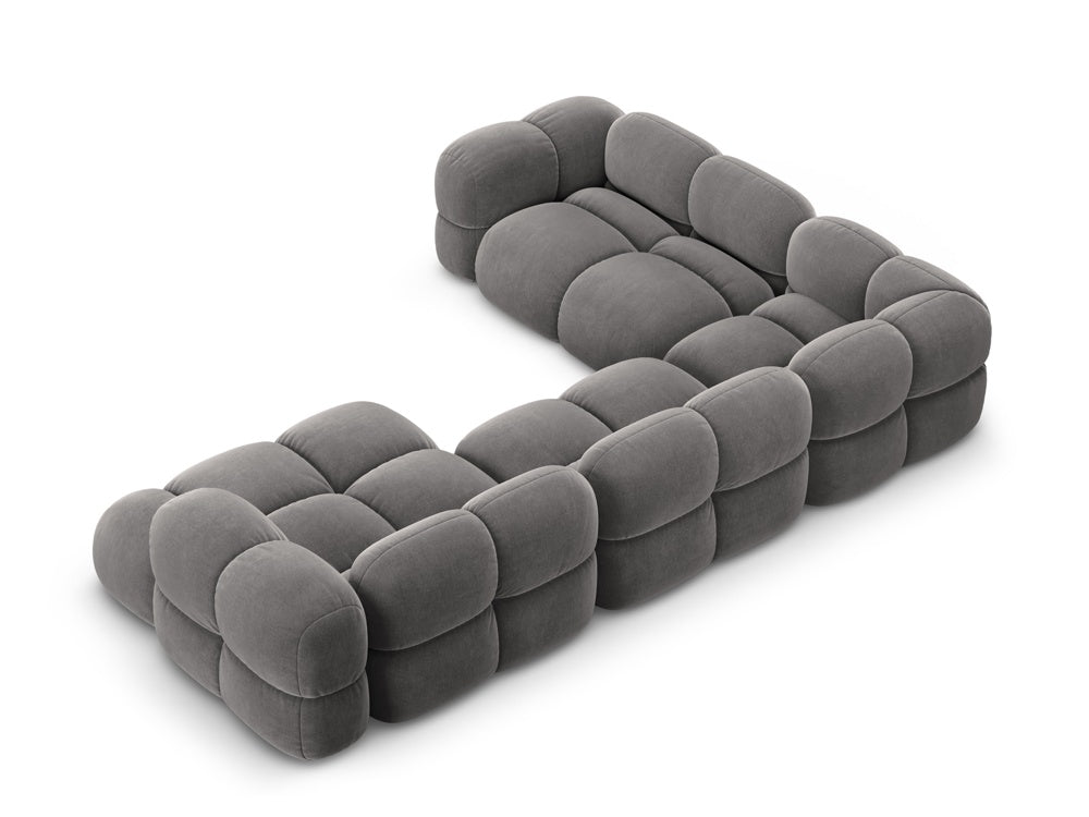 Samt-U-Form-Ecksofa links LORETTO grau