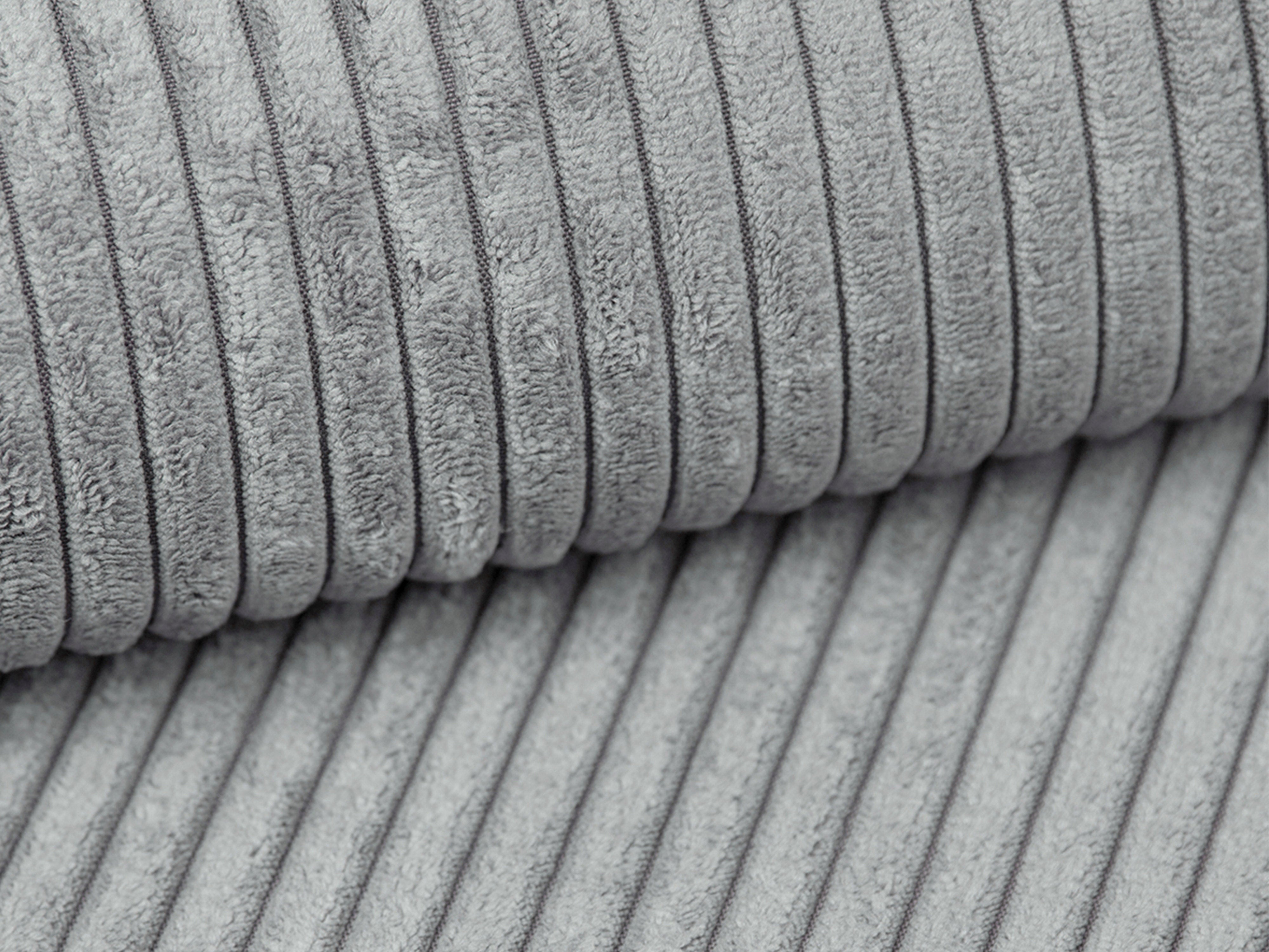 Linksseitige panoramische 7-sitzige Eckcouch CAMPI hellgrau Cord