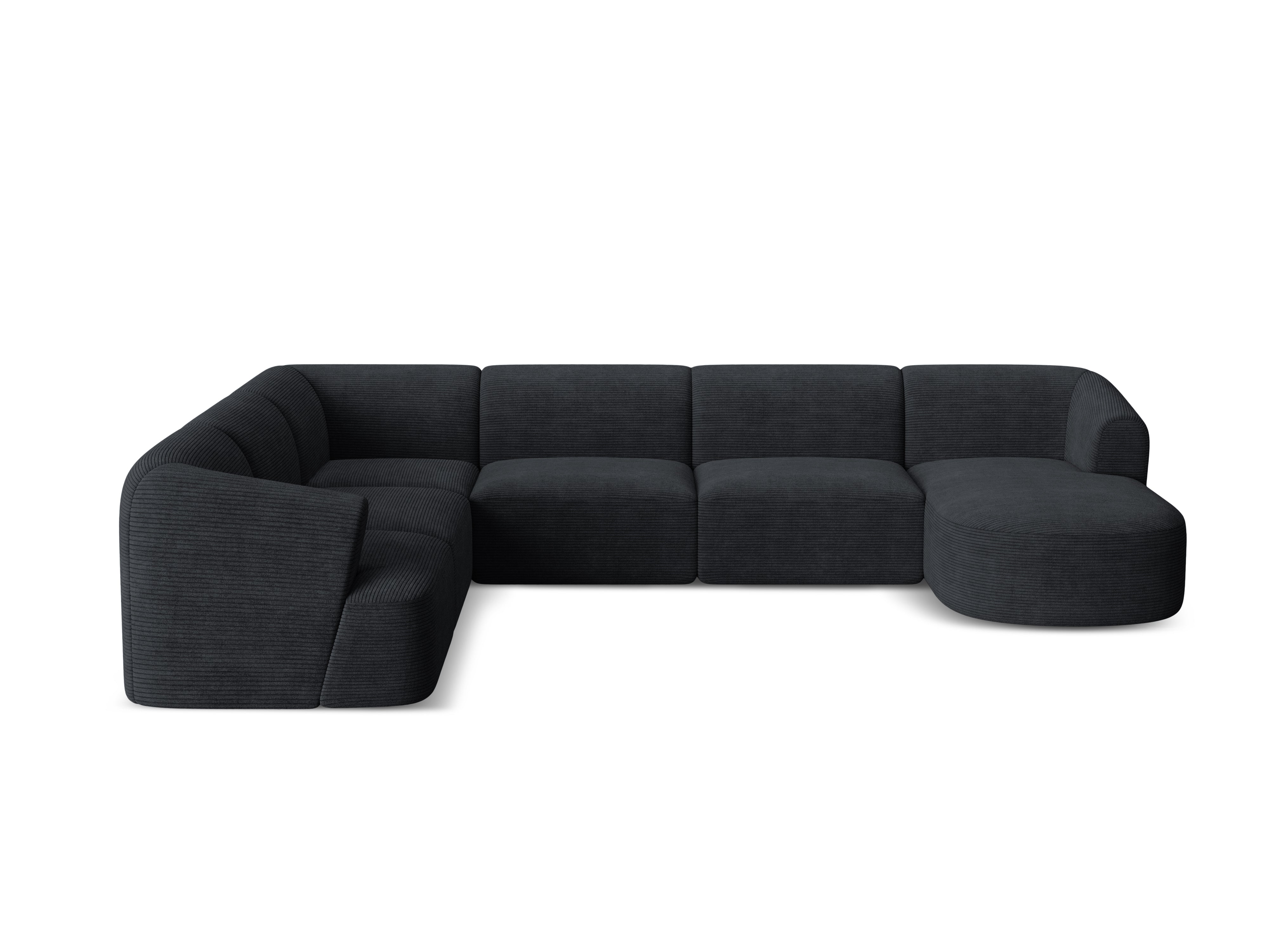 Left-sided panoramic corner sofa for 7 people CAMPI black corduroy