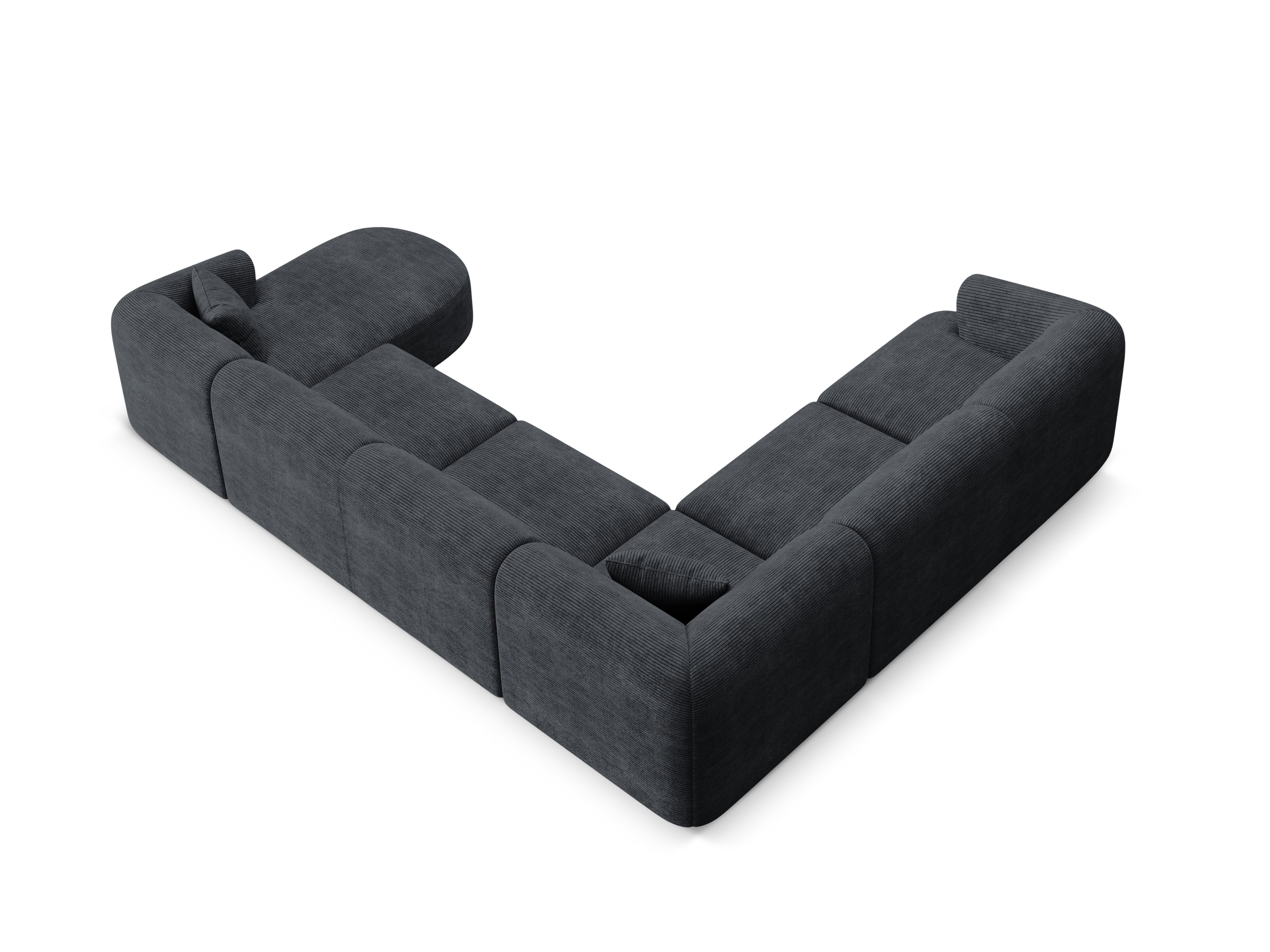 Left-sided panoramic corner sofa for 7 people CAMPI black corduroy