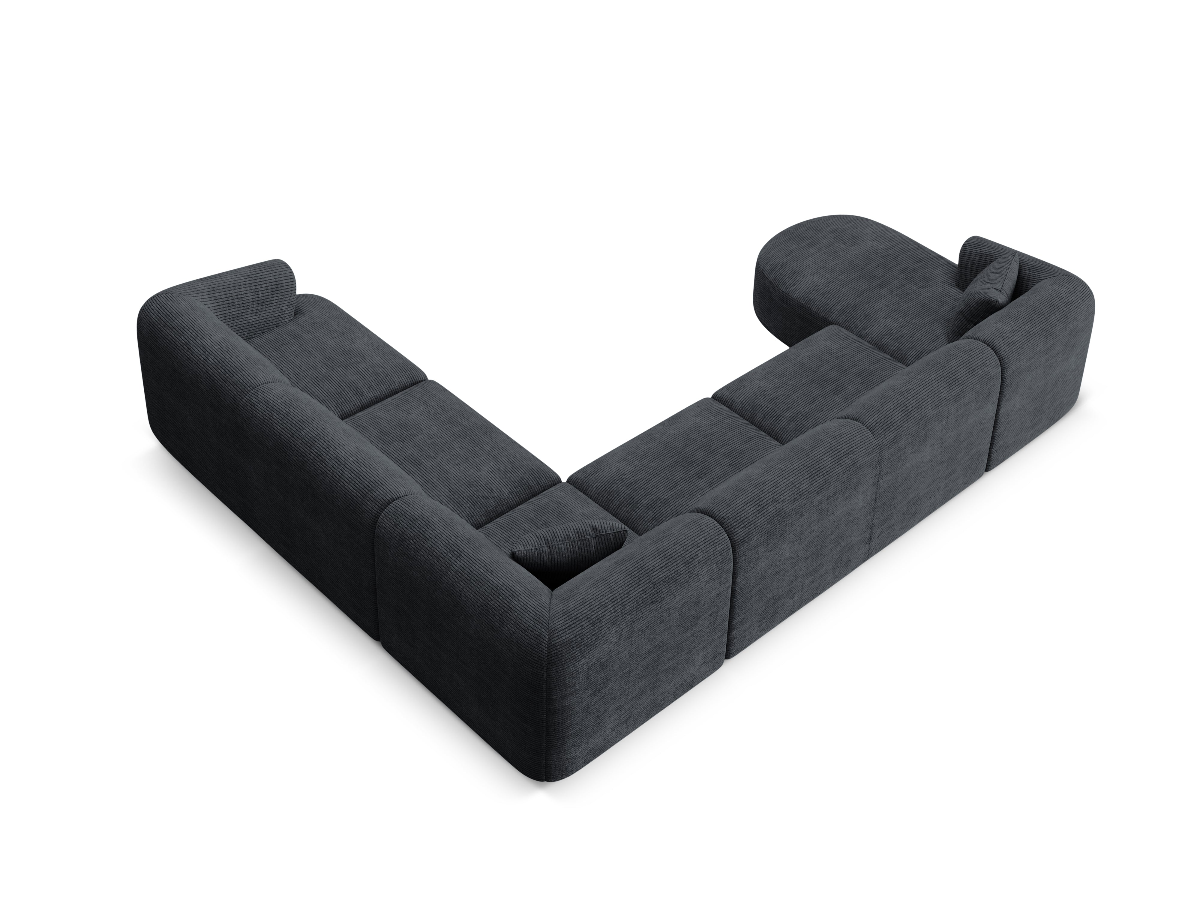Right-sided panoramic corner sofa for 7 people CAMPI black corduroy