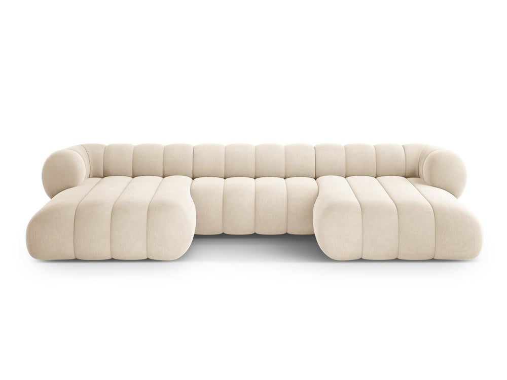 Sofa panoramisch samtig 6-sitzig KOGE beige