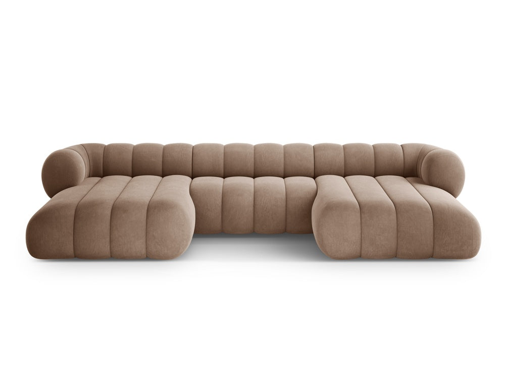 KOGE dark beige velvet panoramic sofa for 6 people