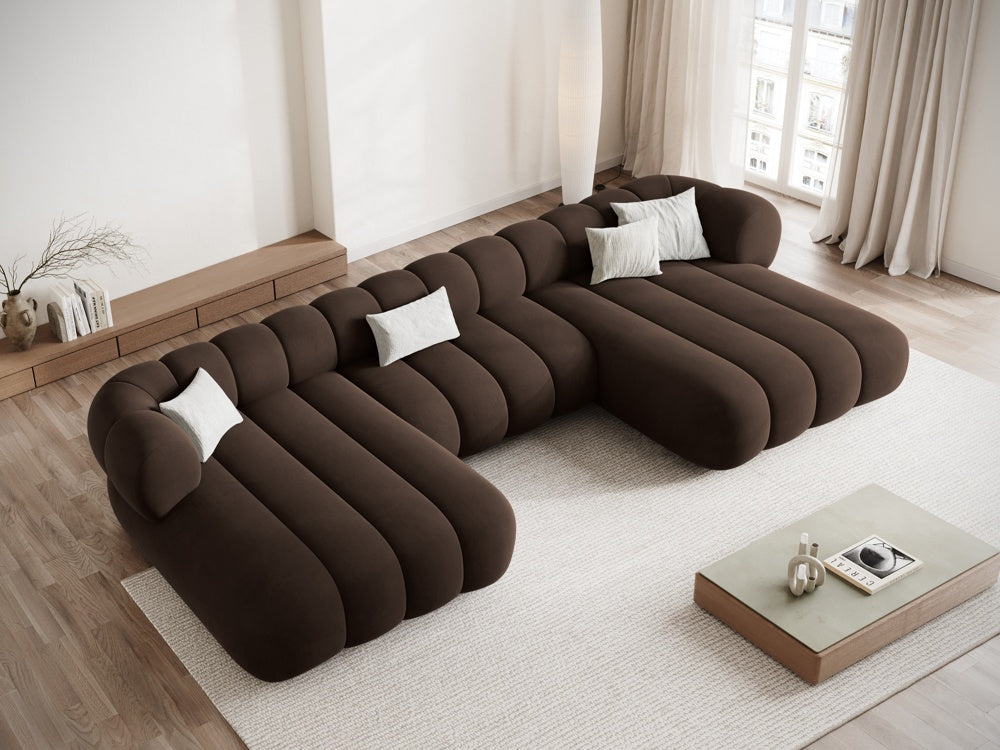 KOGE chocolate velvet panoramic sofa for 6 people