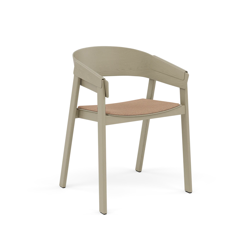 COVER Armchair with Armrests - Customizable with Dark Beige Base