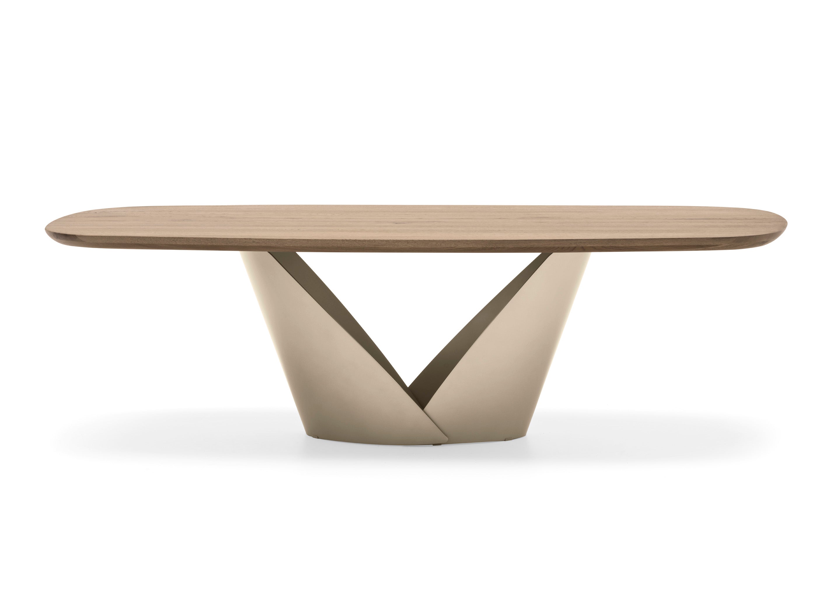 CALLA table with a wooden top and beige base