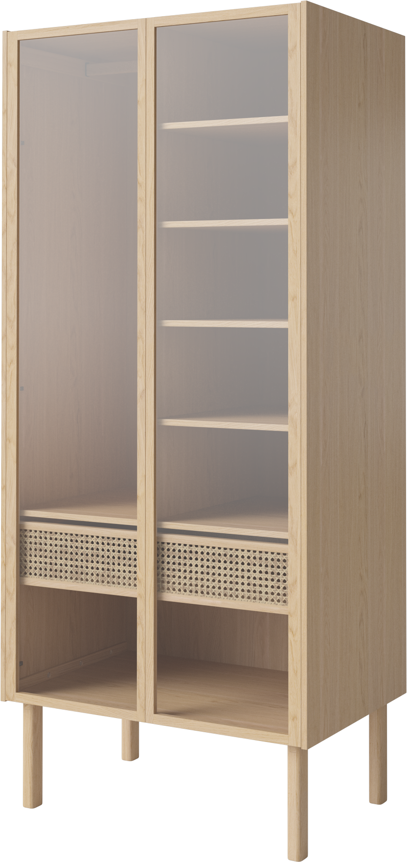 Kleiderschrank mit Glastüren Cana gebleichte Eiche Holz