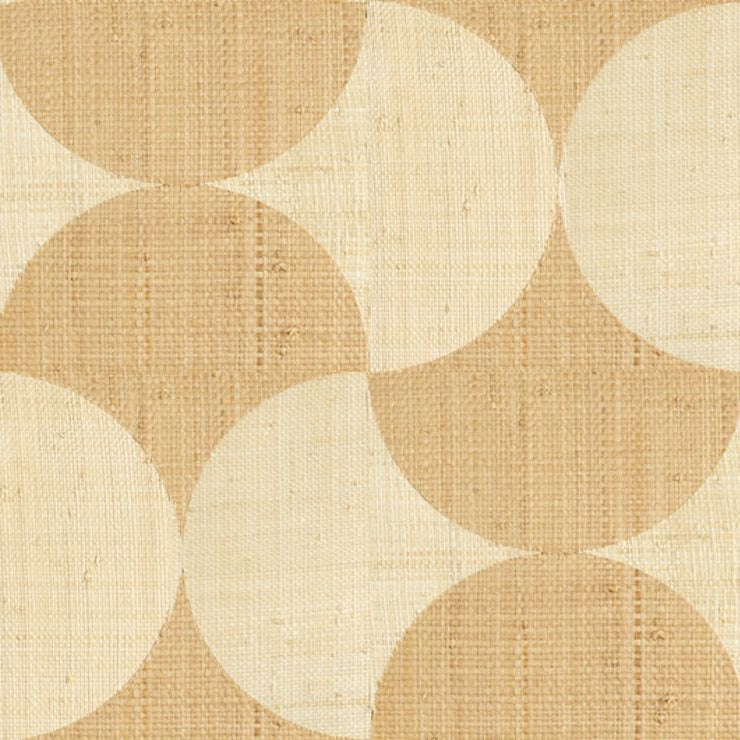 Natural wallpaper with a geometric pattern made of raffia SUMBA - NATUREL brown with beige