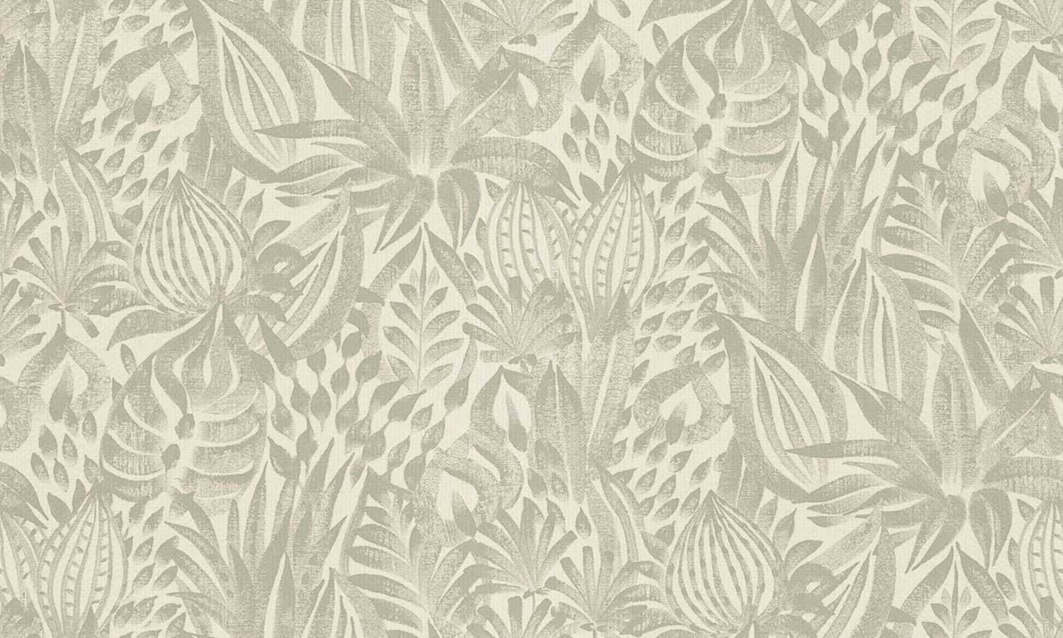 Textiltapete mit floralem Muster aus Blumen und Blättern FOLIAGE - CÉLADON seidiggrün