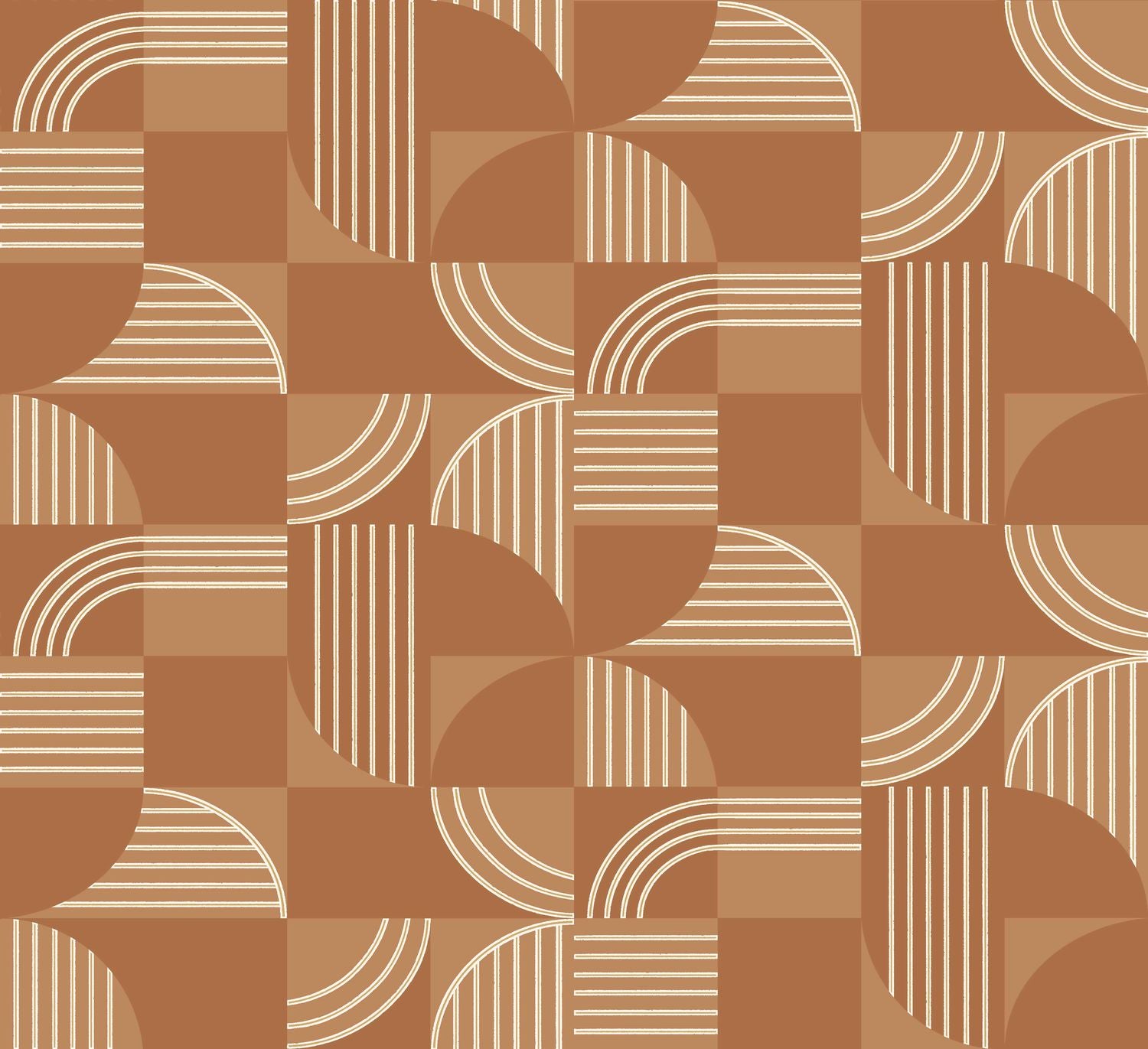 Vlies-Tapete mit geometrischem Muster ANNÉES 30 - TERRACOTTA warmes Braun