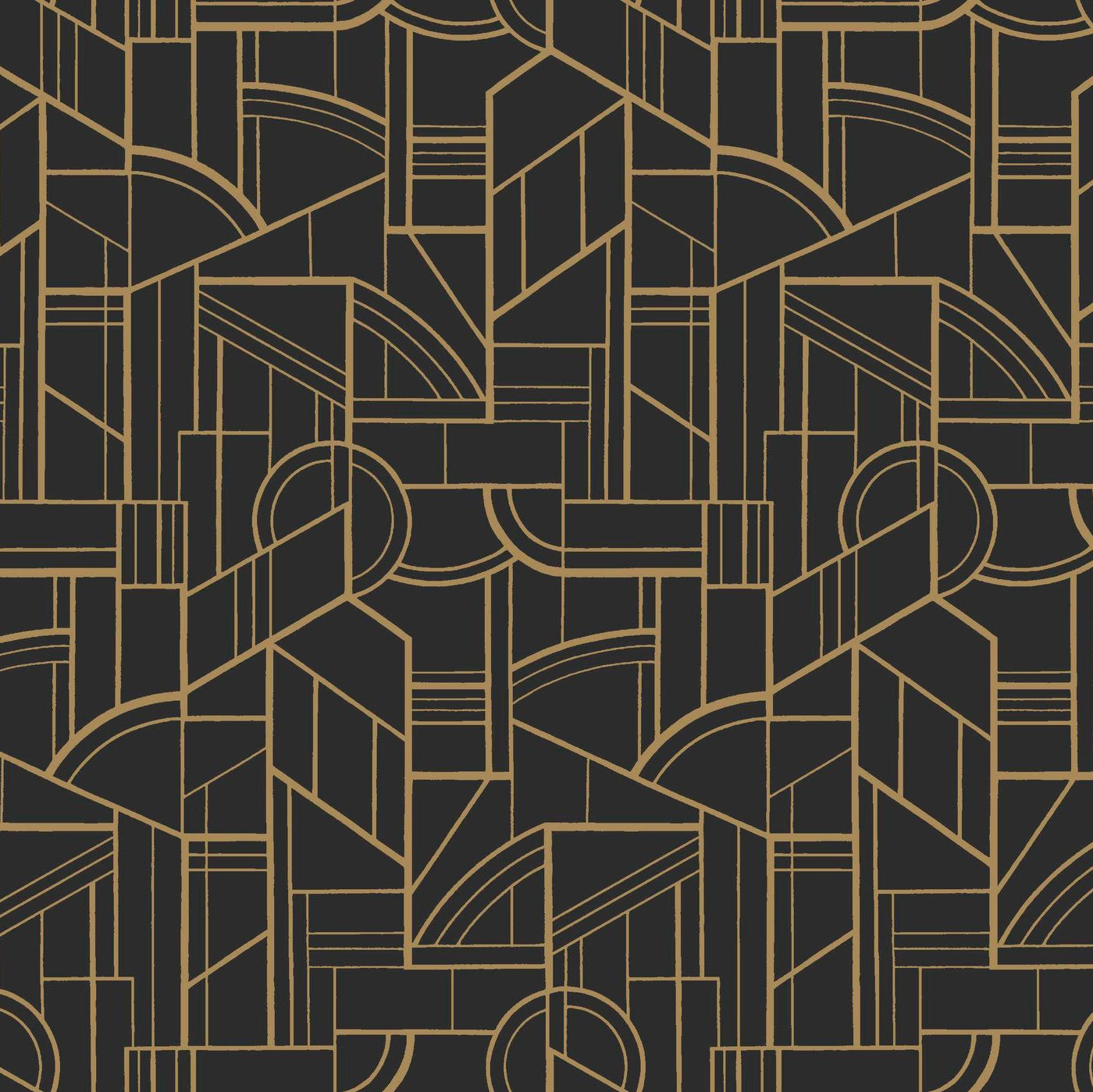 Metallic Wallpaper with Geometric Pattern CINÉTIQUE - ANTHRACITE/GOLD anthracite with gold