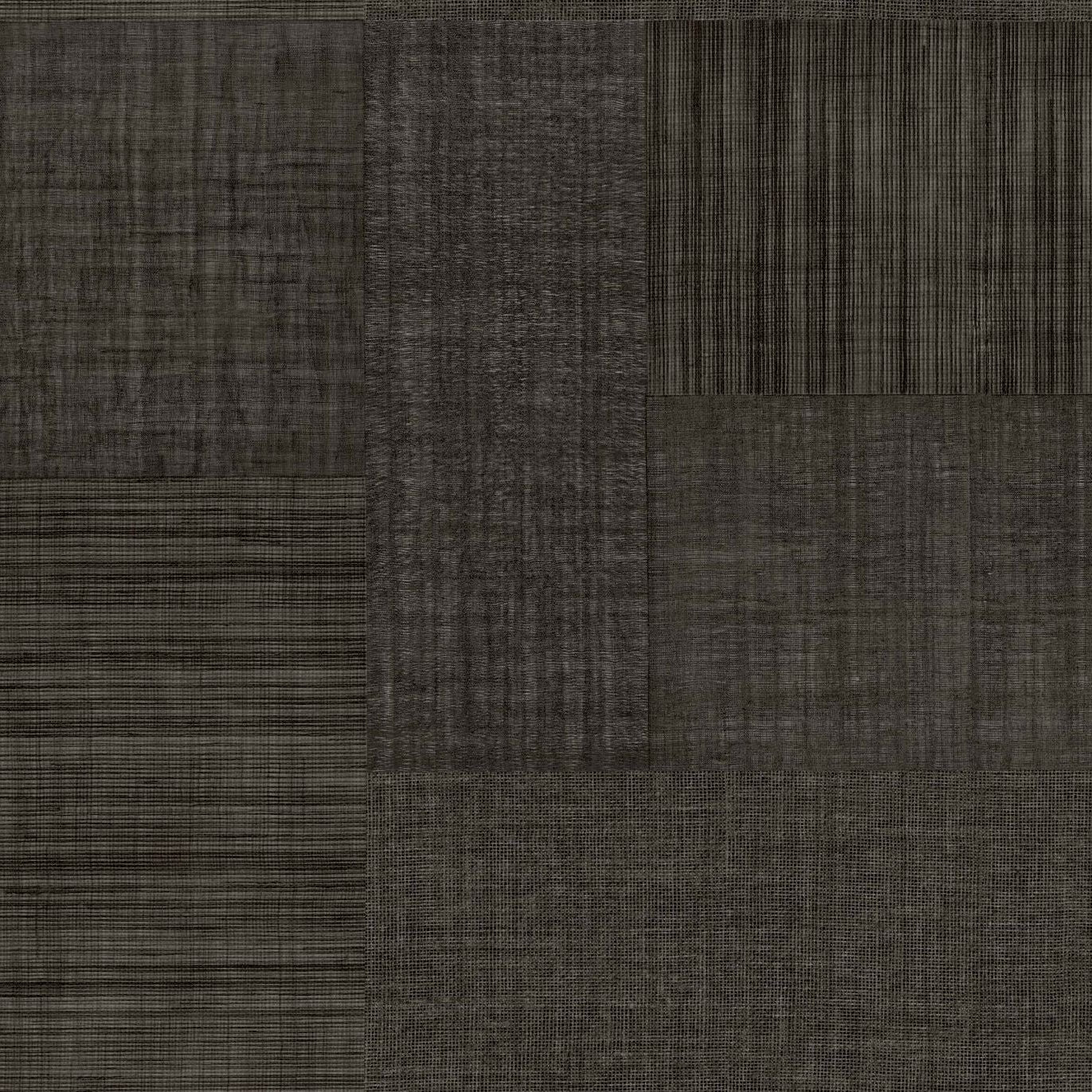 Geometric Structural Wallpaper Patchwork Imitating Fabric MESTIZO - NOIR Black