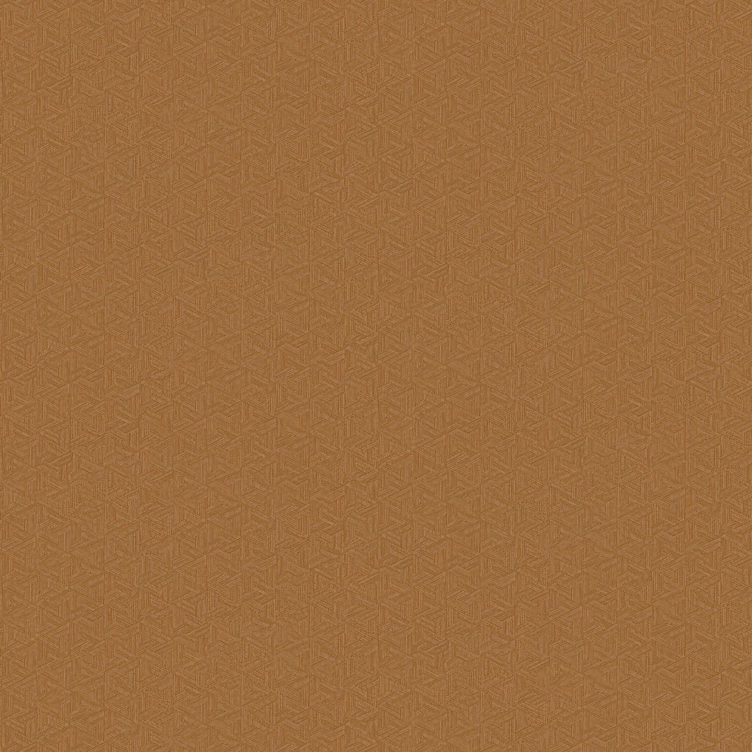 Geometrische Strukturtapete inspiriert von Bananenblatt LINDU - TERRE DE SIENNE kupfer