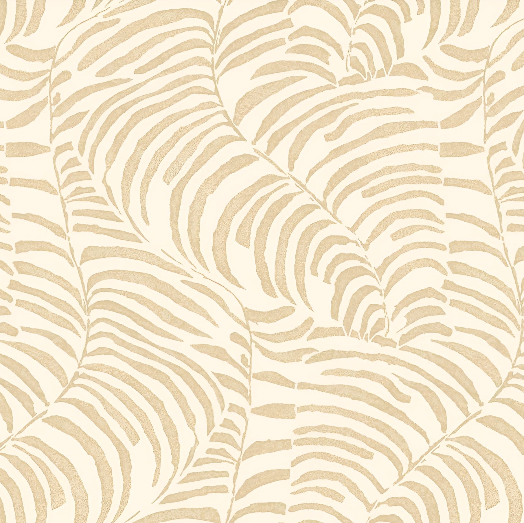 Metallic wallpaper with a plant motif of fern leaves NOBILE - IVORY/GOLD ivory with gold