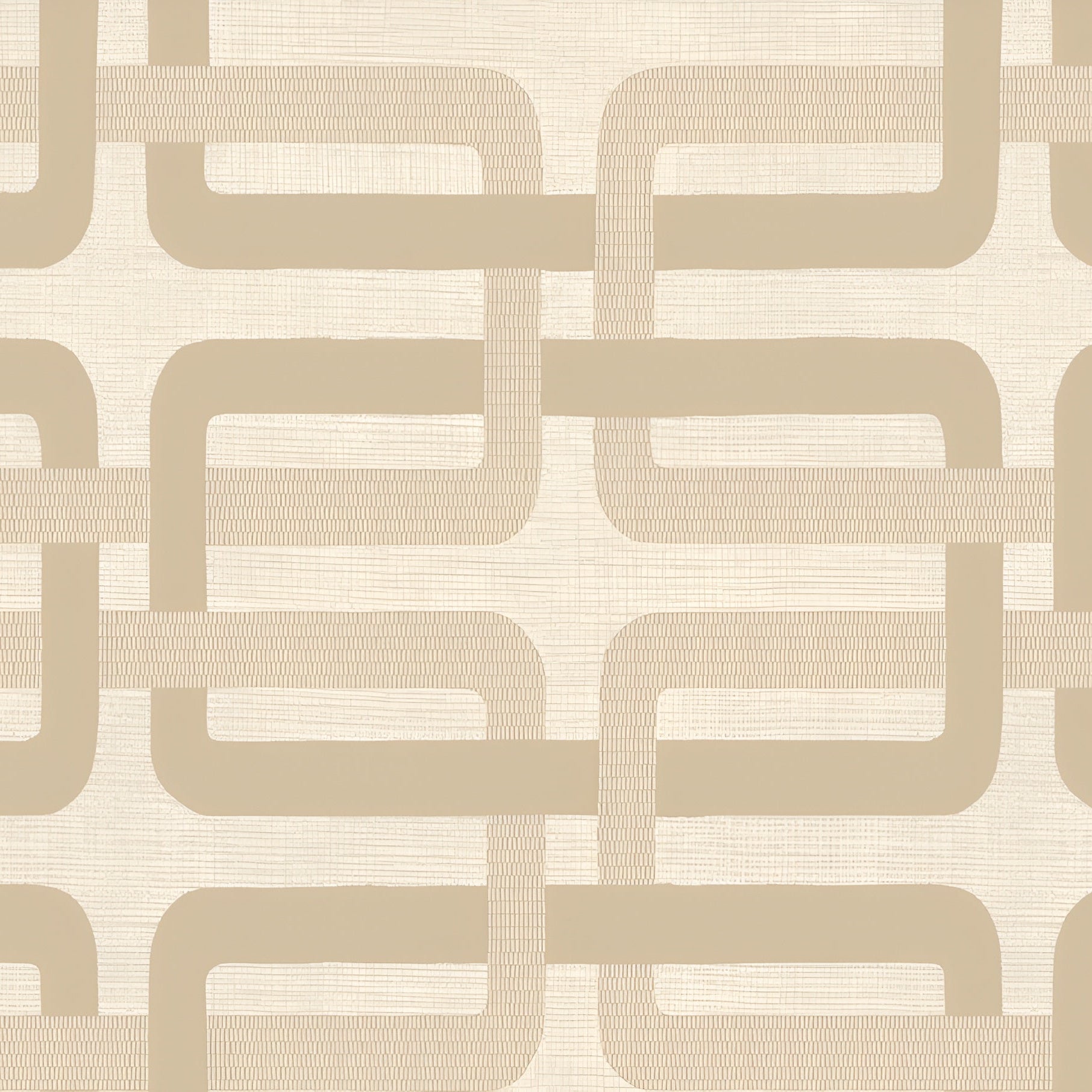 Structural wallpaper with geometric pattern MATJARA - SABLE/NACRÉ light beige