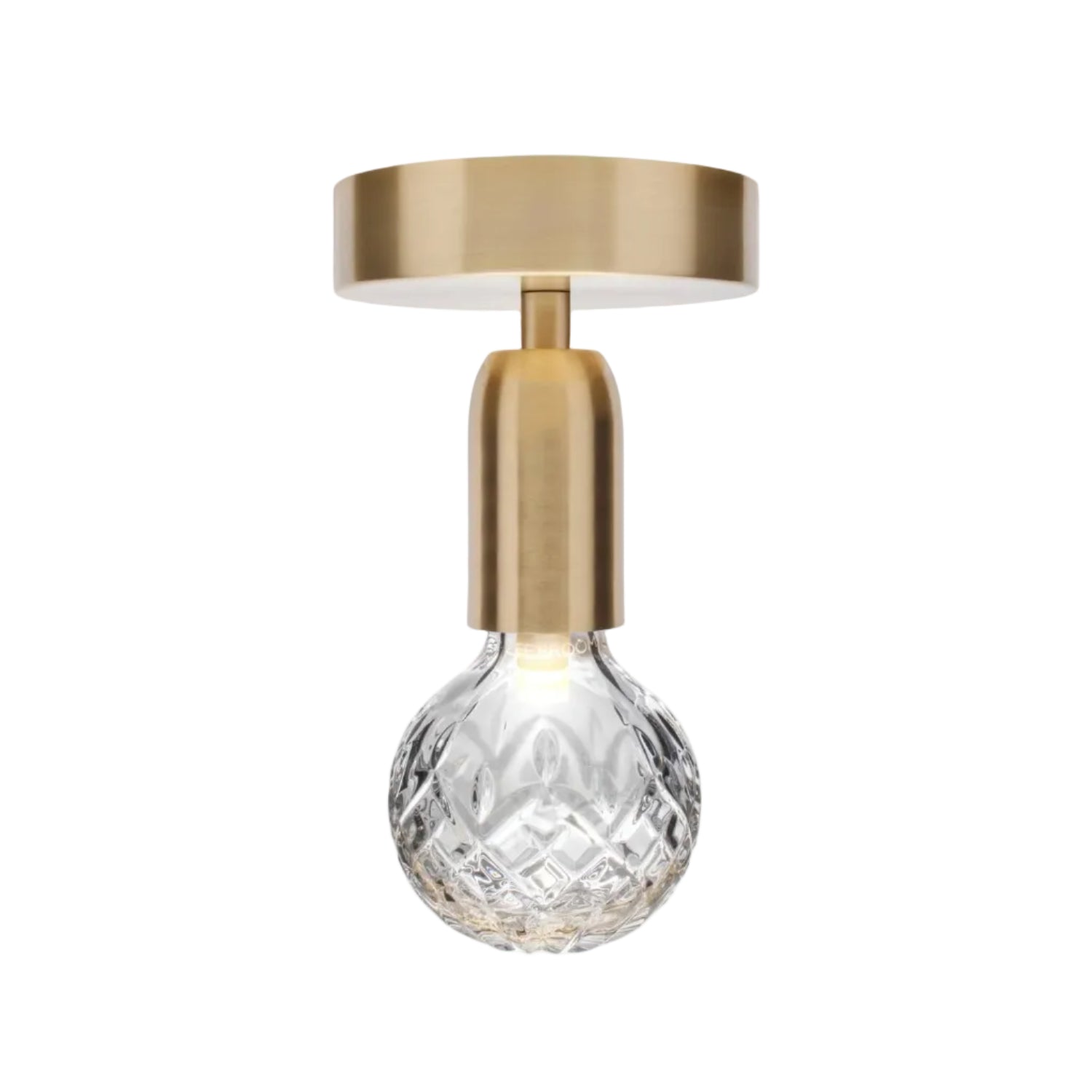 Deckenlampe CRYSTAL BULB aus Kristallglas mit messingfarbener Oberfläche