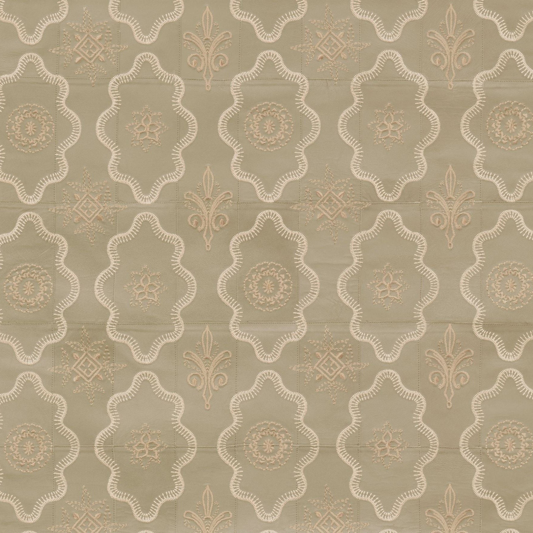 Geometrisch gemusterte natürliche Leder-Tapete DUCTIA beige