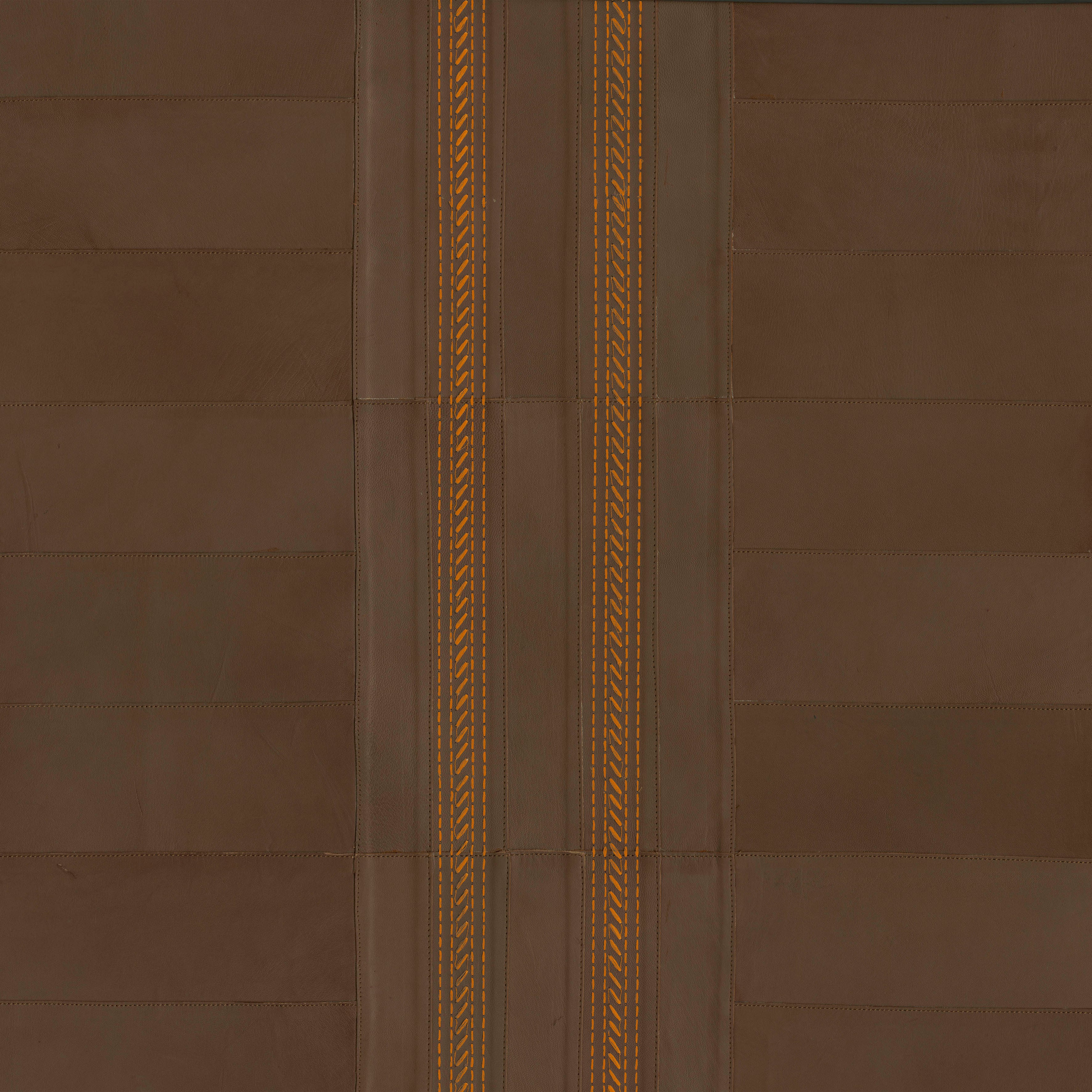 Natural leather wallpaper with geometric pattern GAMBISON brown