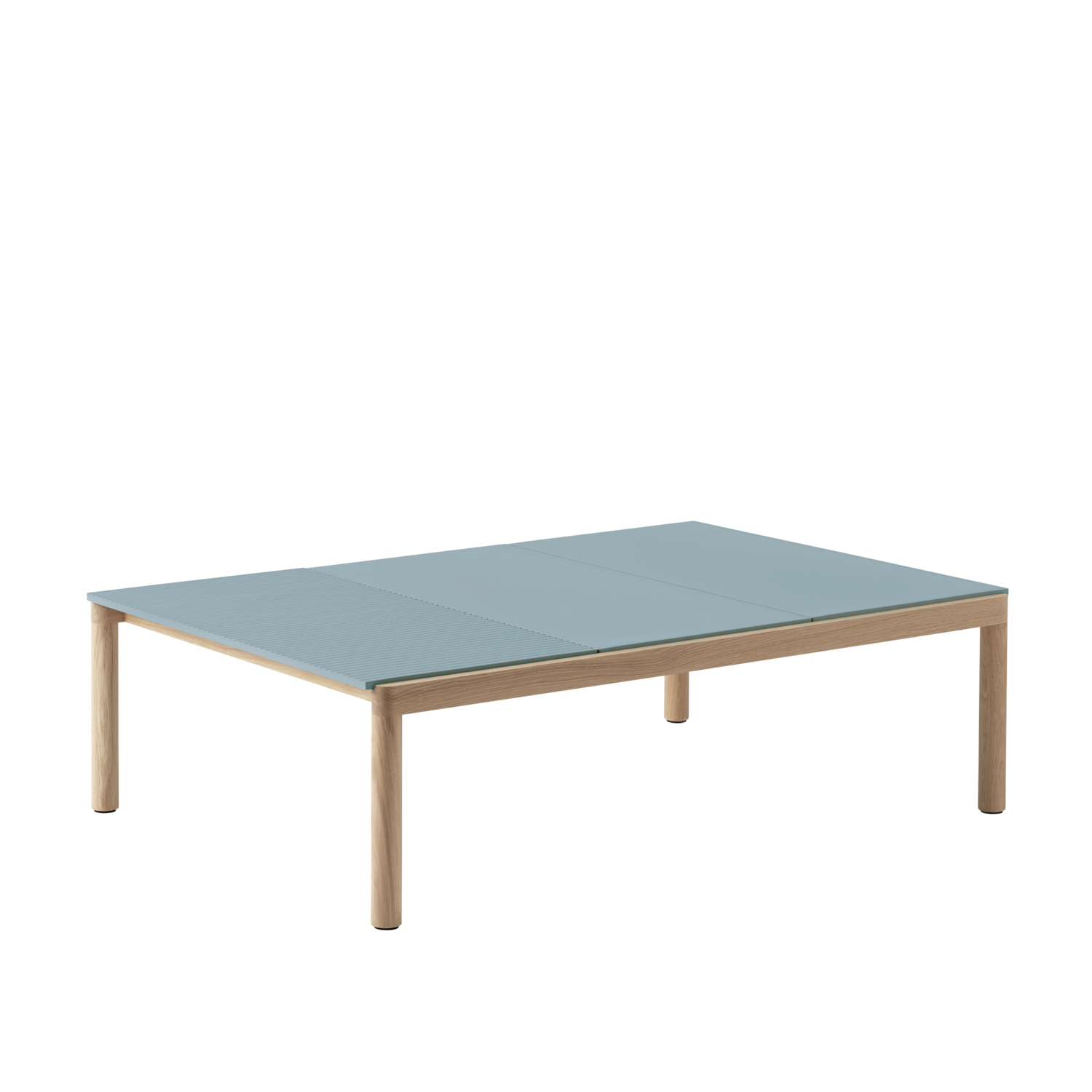 Couchtisch COUPLE blau mit Eichenbasis