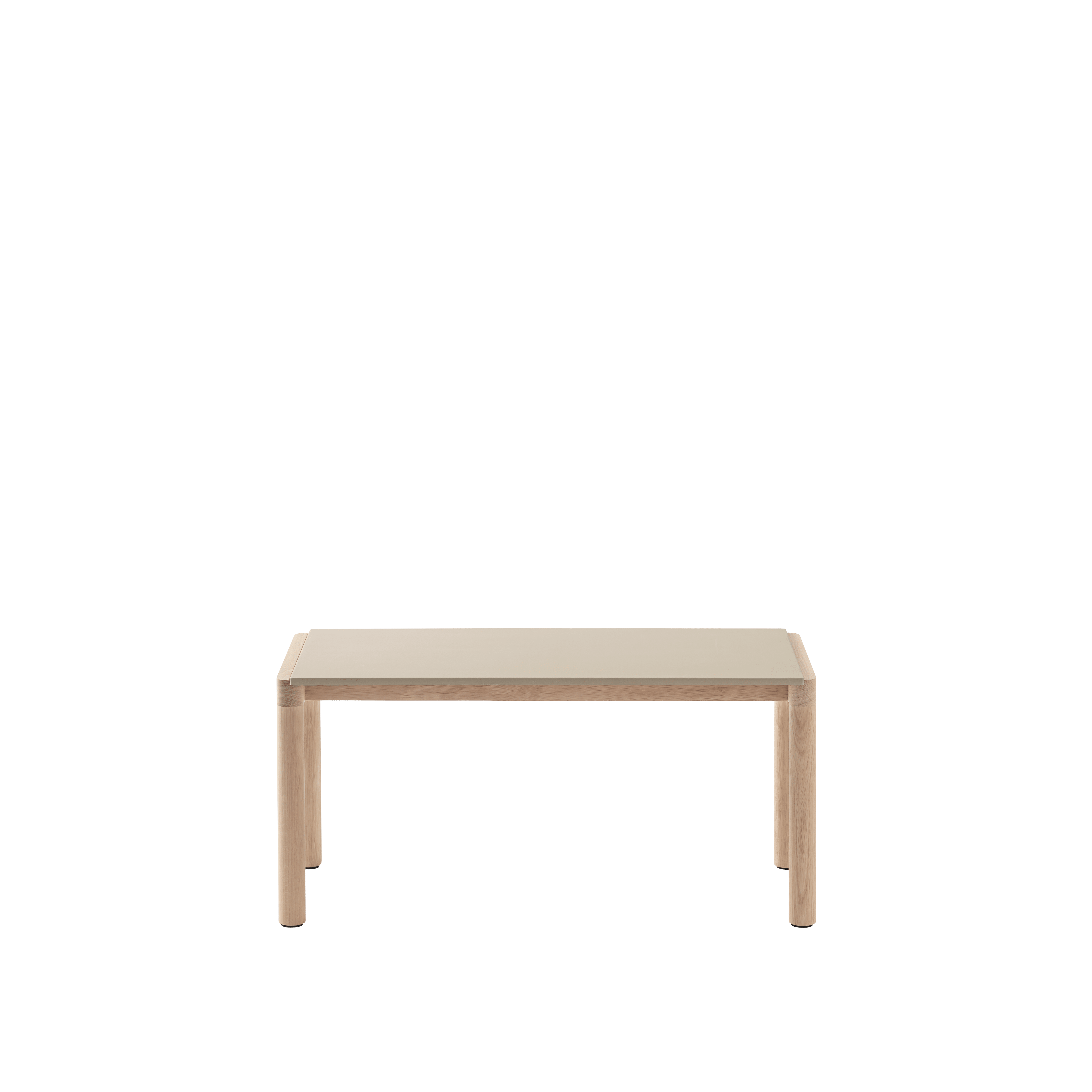Couchtisch COUPLE sandfarben mit Eichenbasis