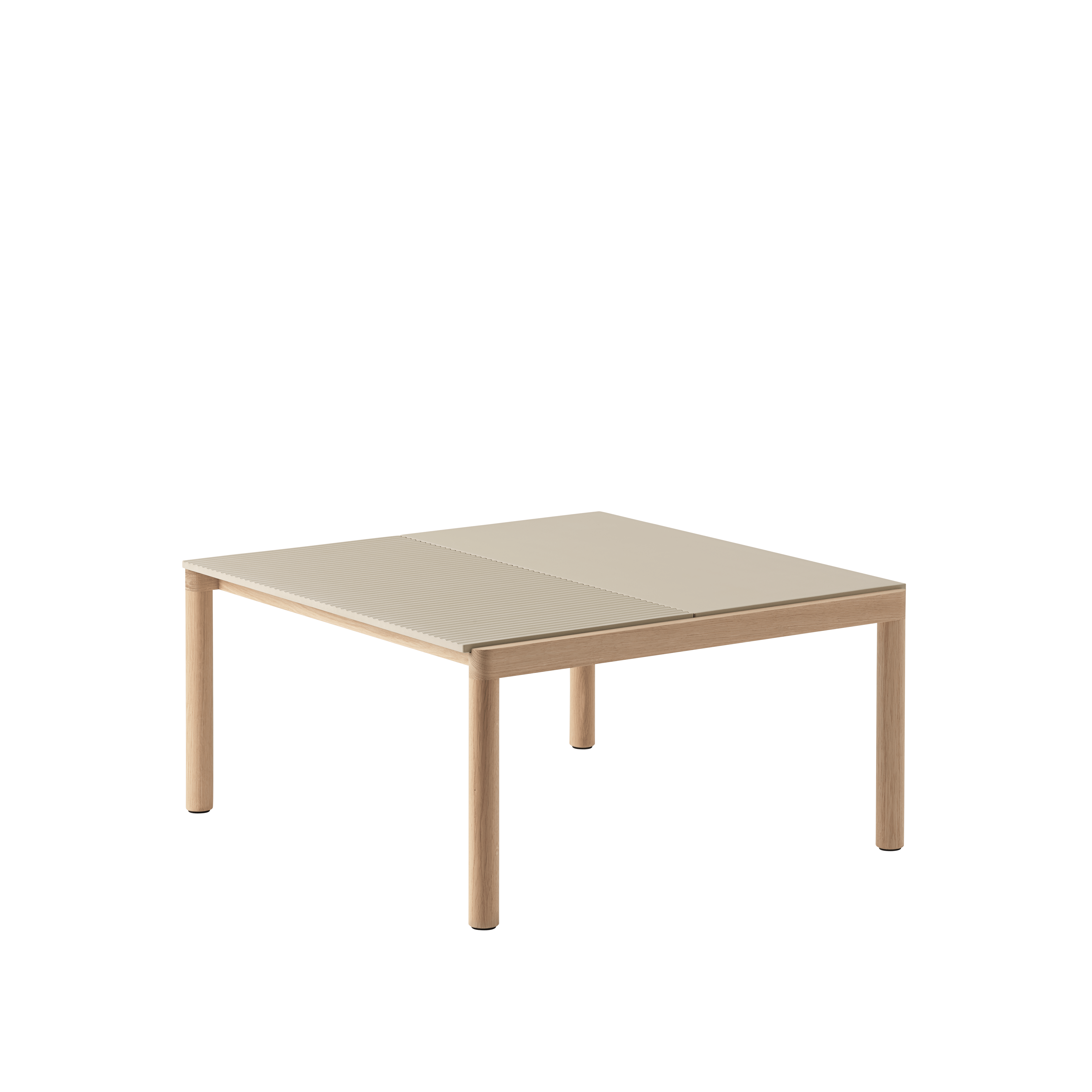 Couchtisch COUPLE sandfarben mit Eichenbasis