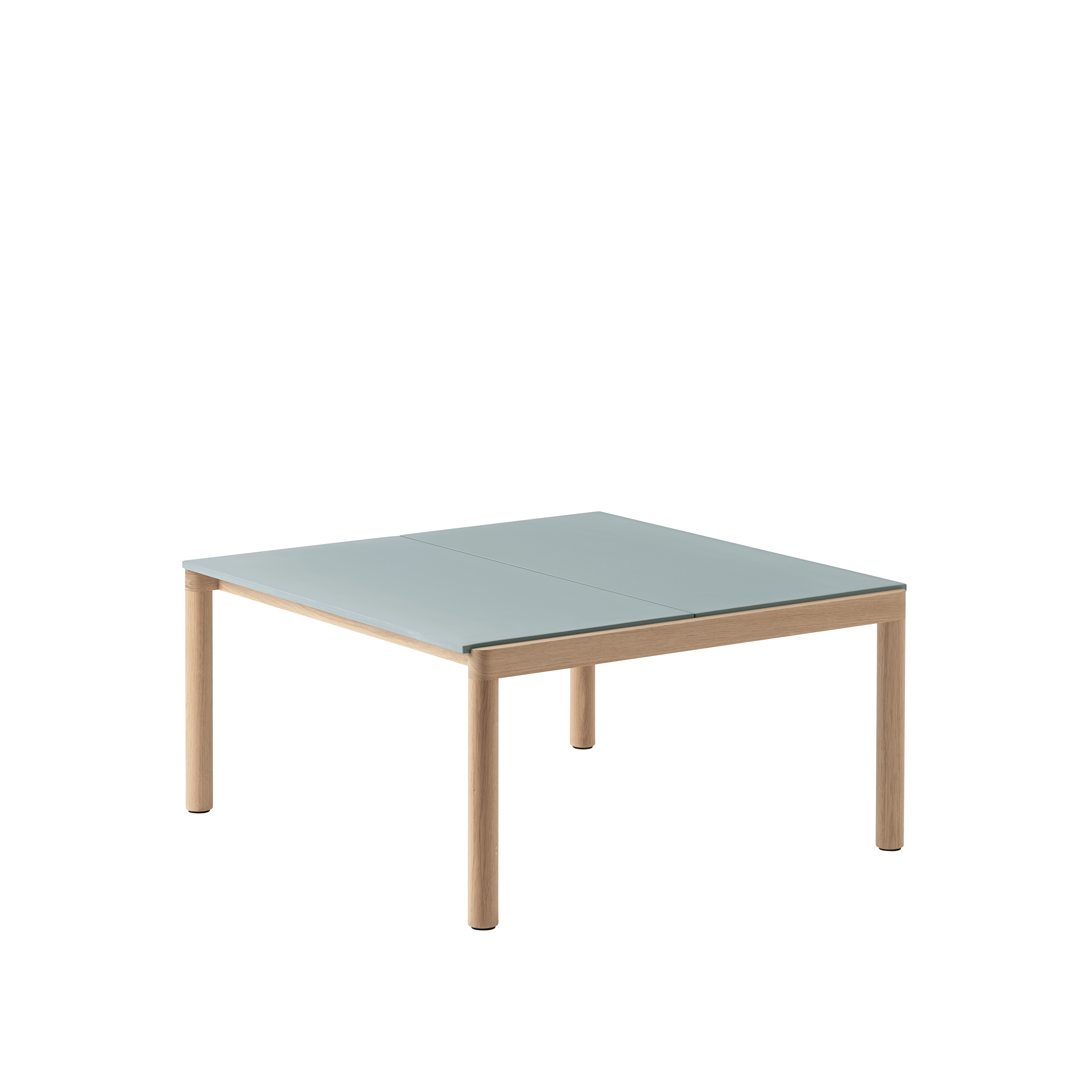 Couchtisch COUPLE blau mit Eichenbasis
