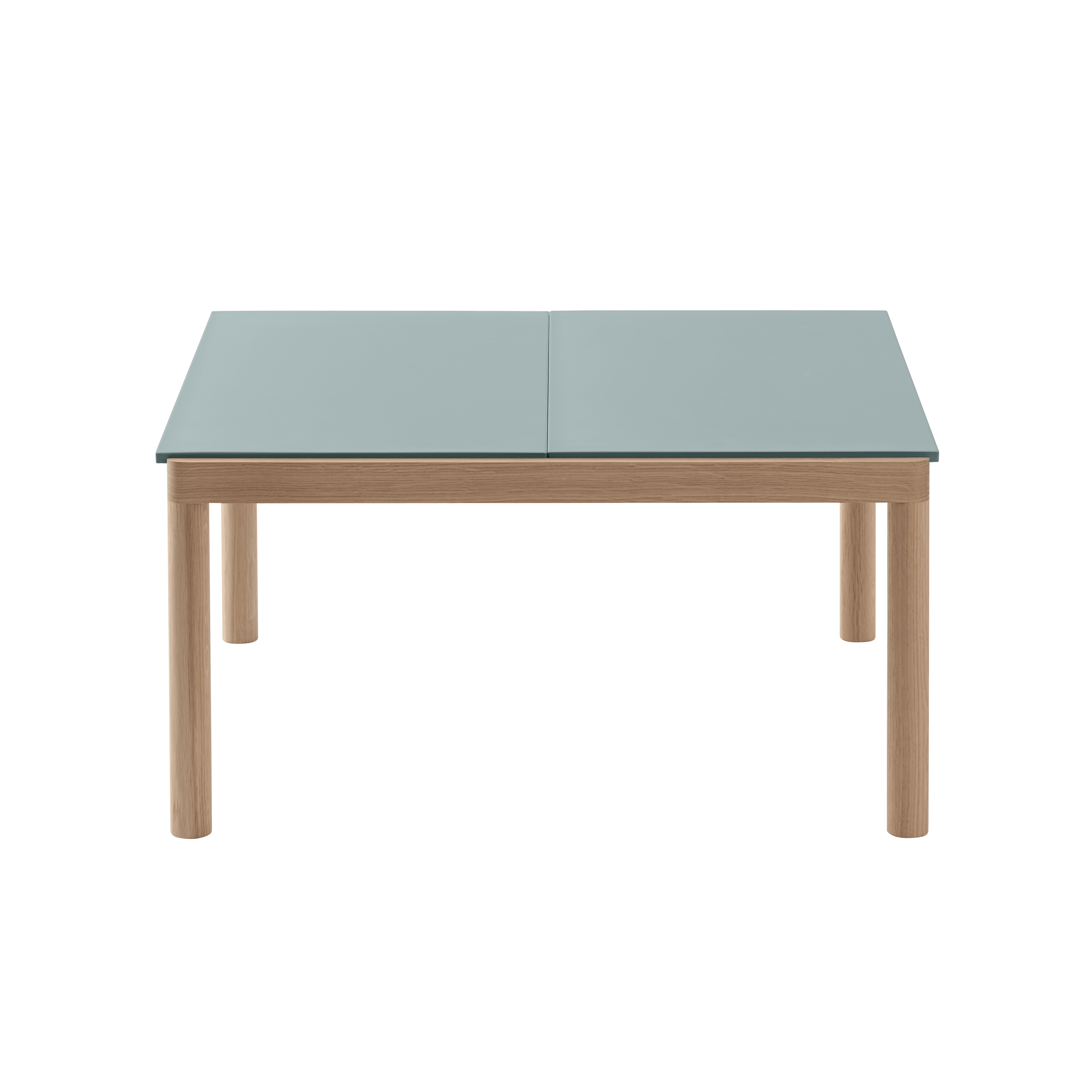 Couchtisch COUPLE blau mit Eichenbasis