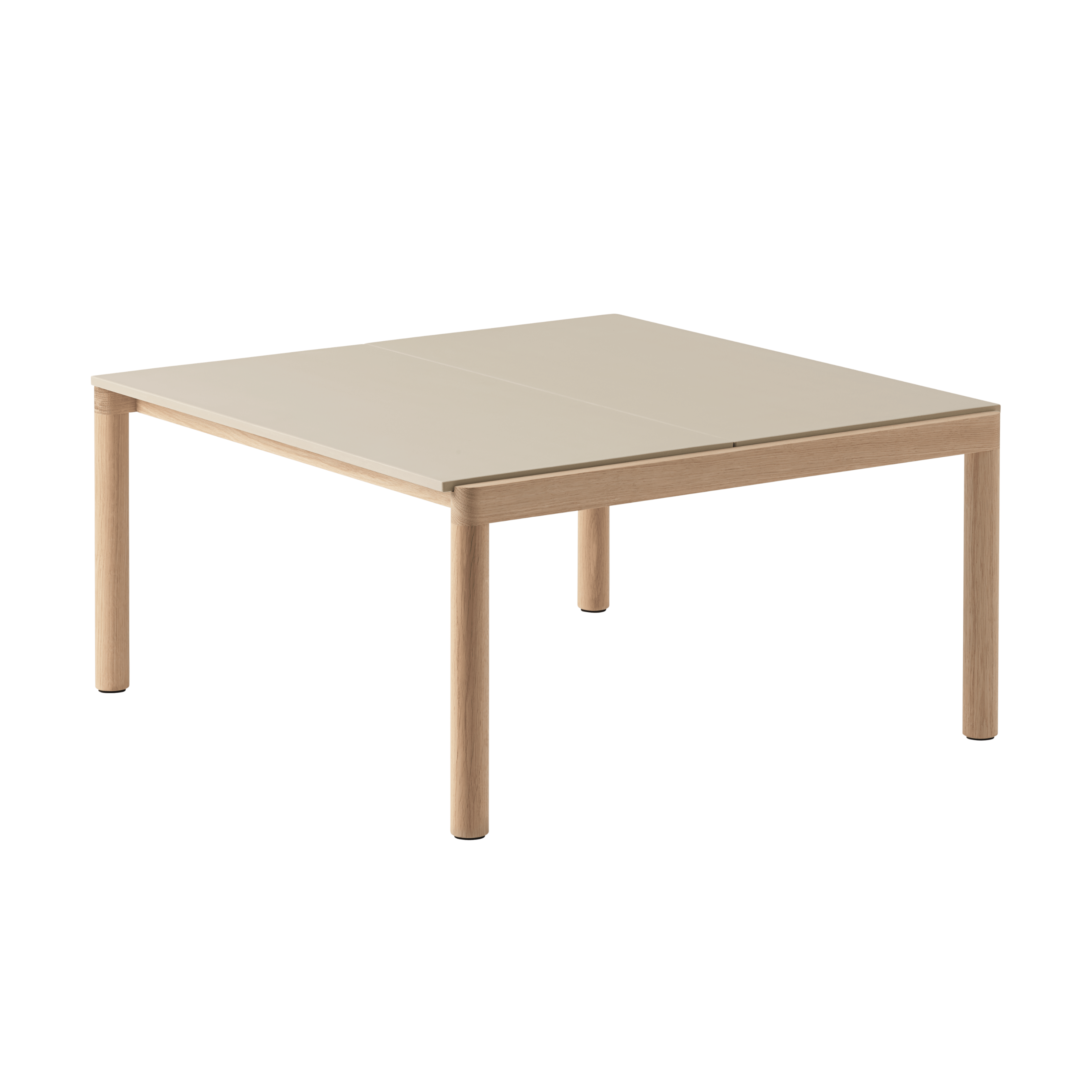 Couchtisch COUPLE sandfarben mit Eichenbasis