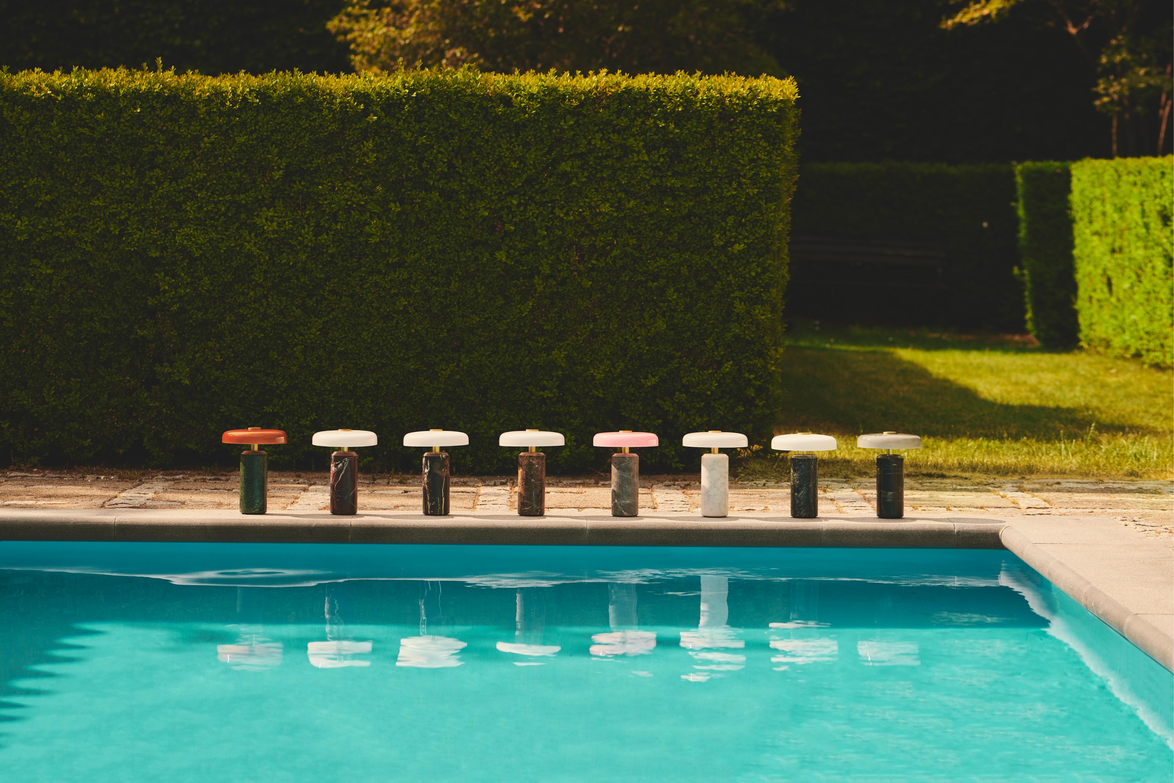 Portable lamp TRIP green marble with amber glass