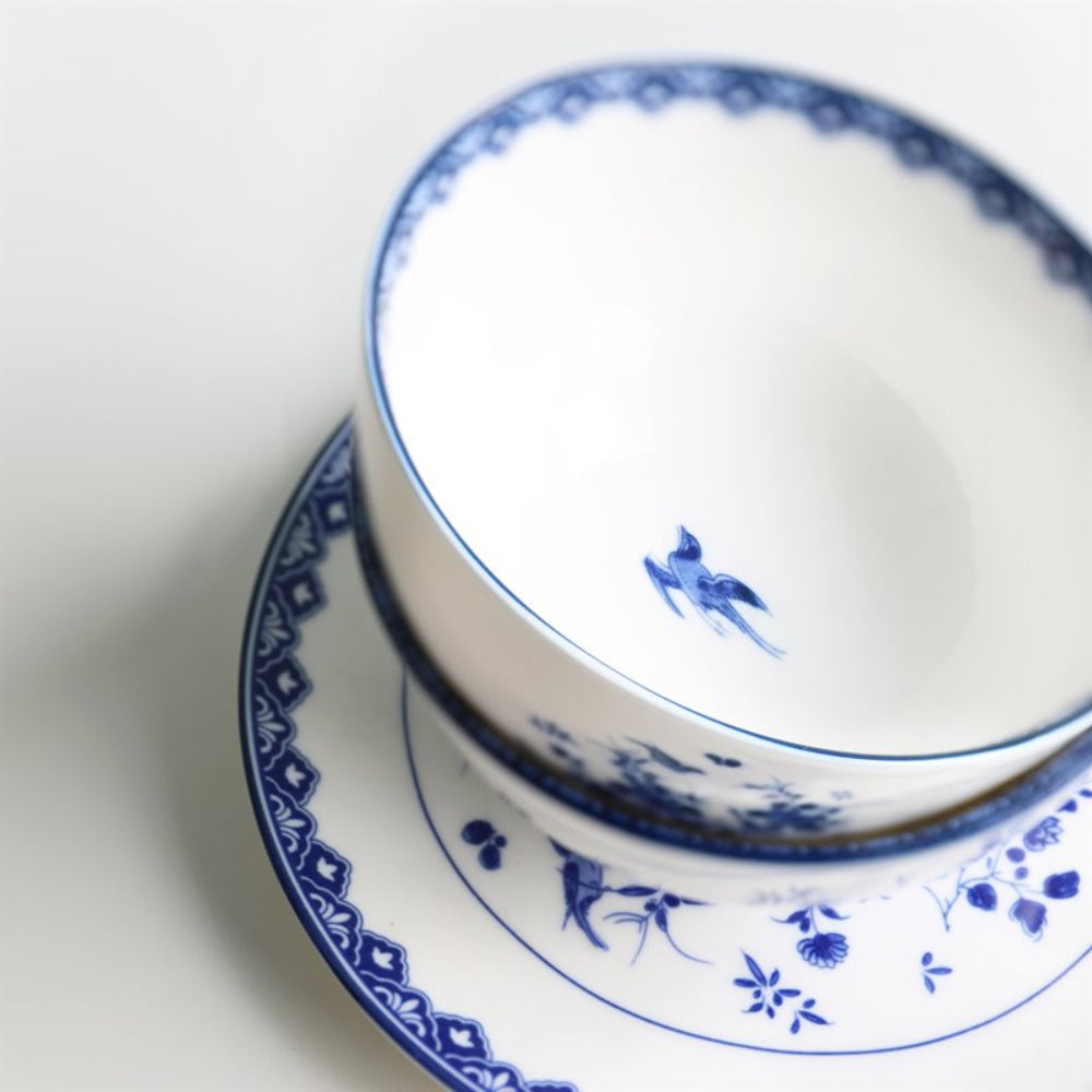 DELFTWARE Set aus weißen Schalen mit blauen Akzenten