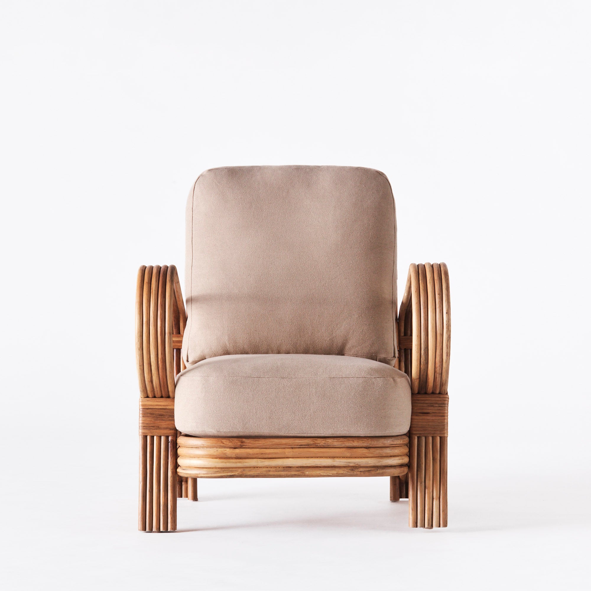 Beige BAMBOO armchair with stained bamboo