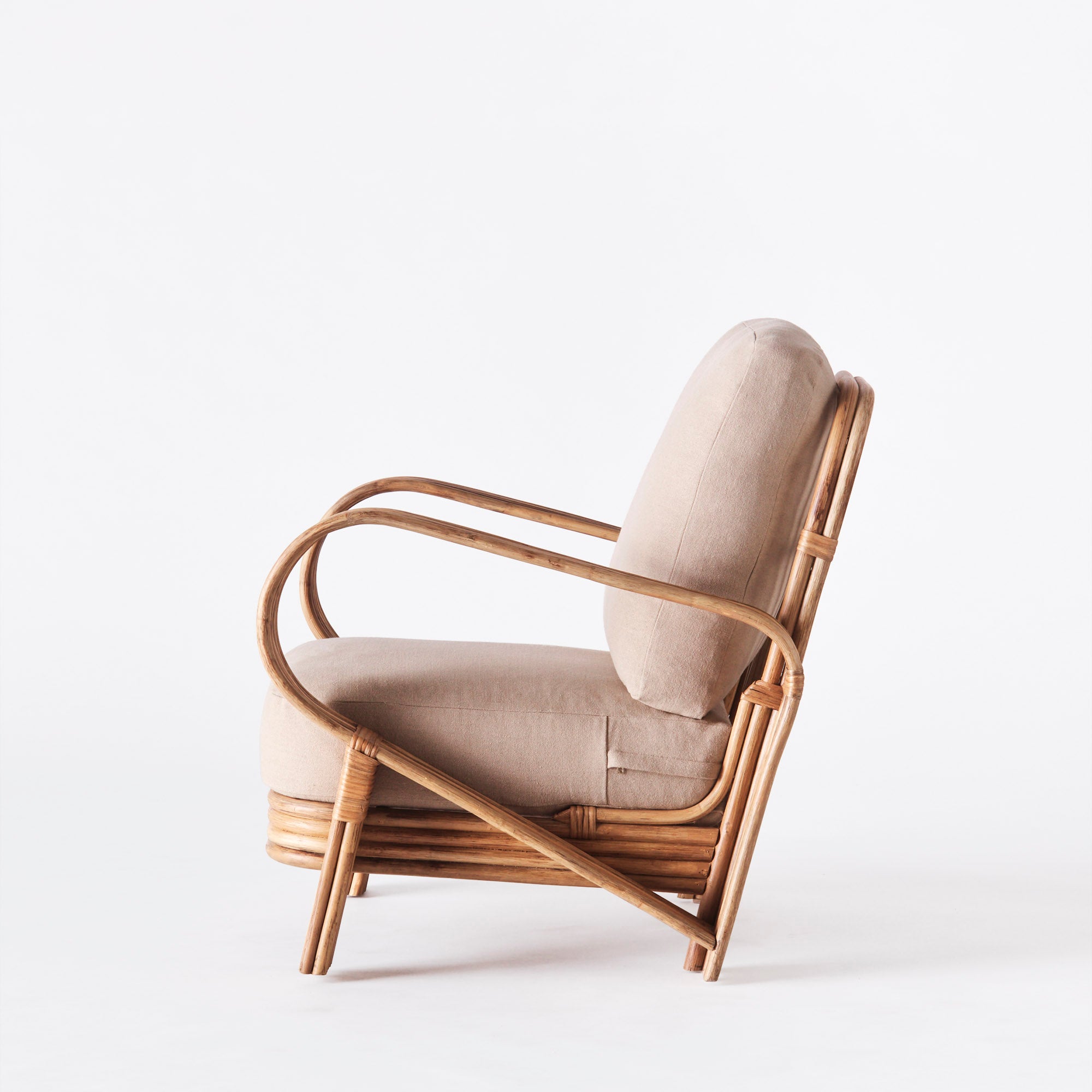 Beige BAMBOO armchair with stained bamboo