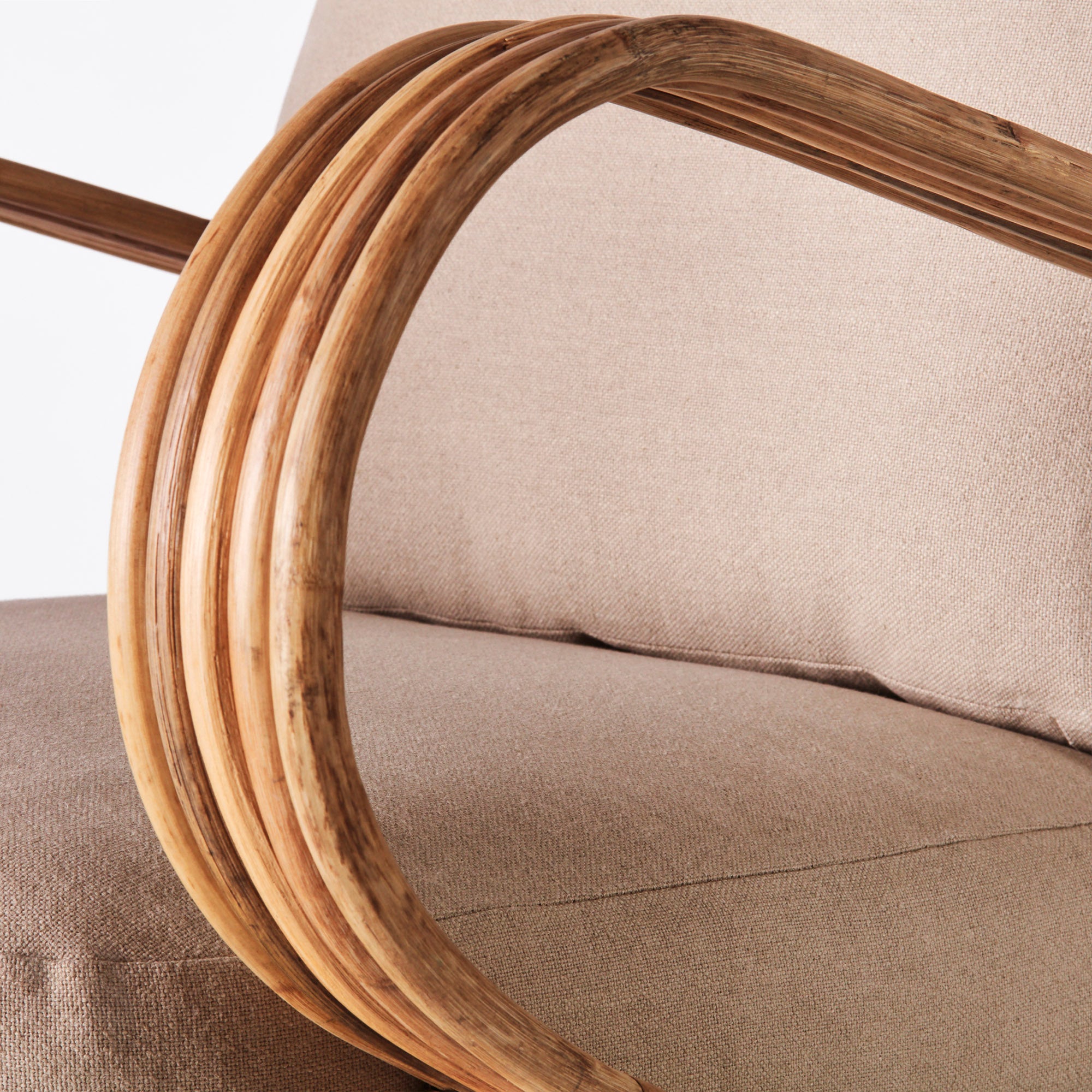 Beige BAMBOO armchair with stained bamboo