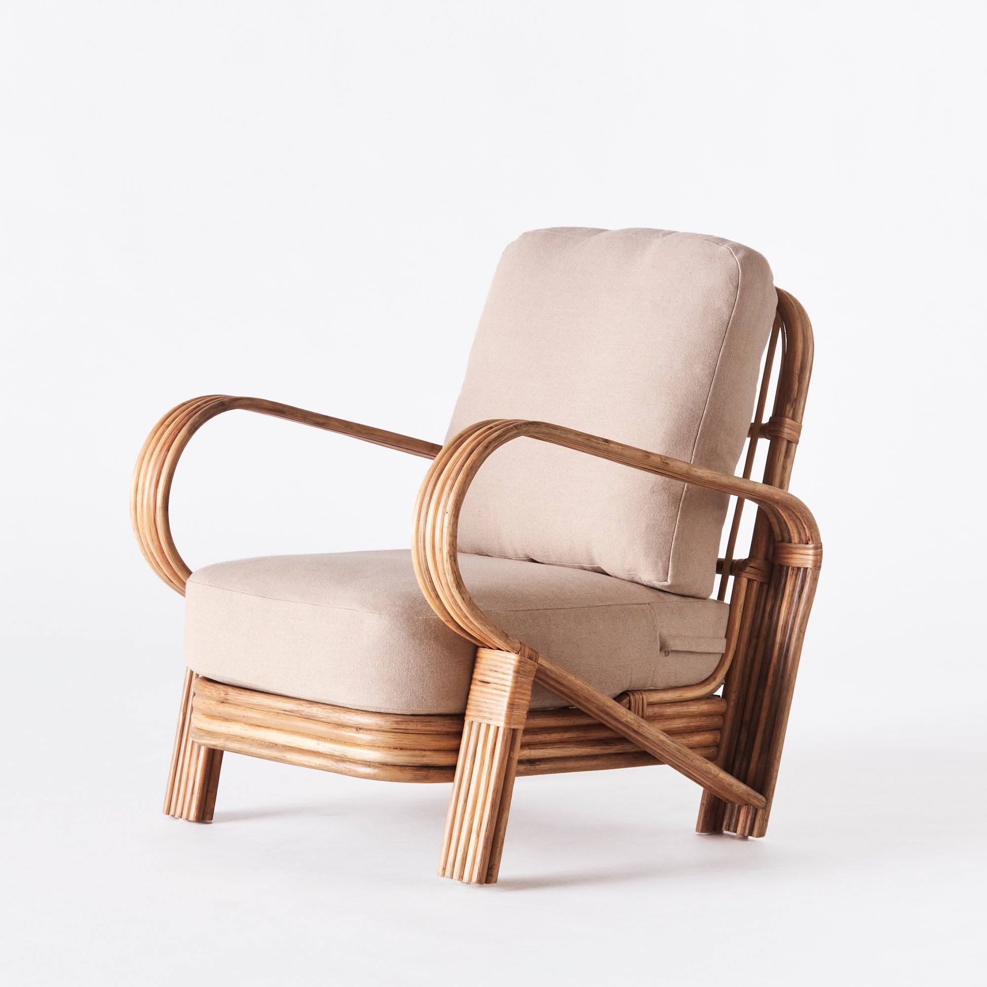 Beige BAMBOO armchair with stained bamboo