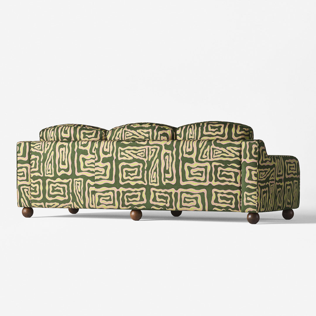 Sofa 3-sitzig LOLA grün mit beigem Muster